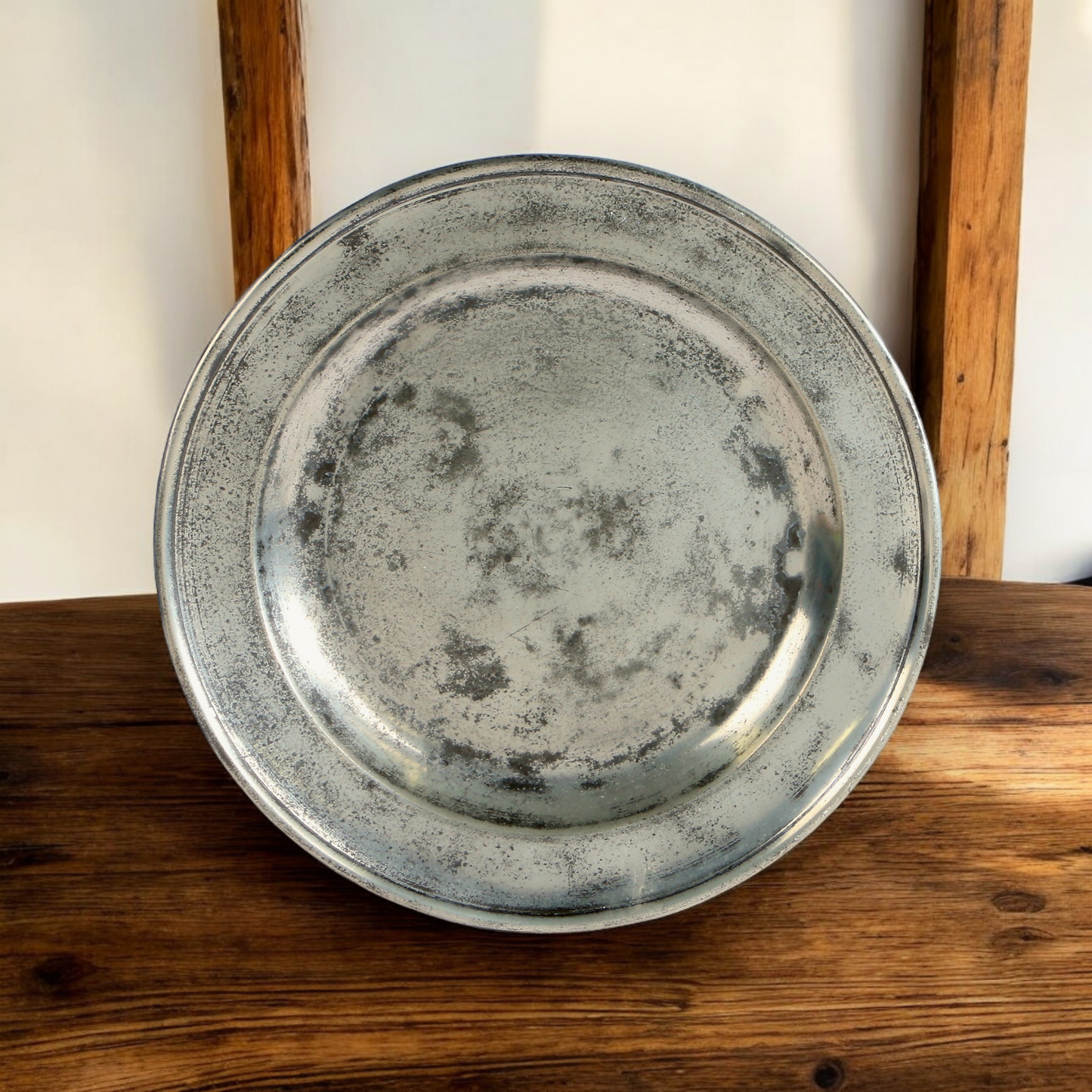 18th Century George II Period English Antique Pewter Single Reeded-Rim Charger, Dated 1738 - Bearing The Touchmarks of Samuel Smith, London, (fl.1727-1761)