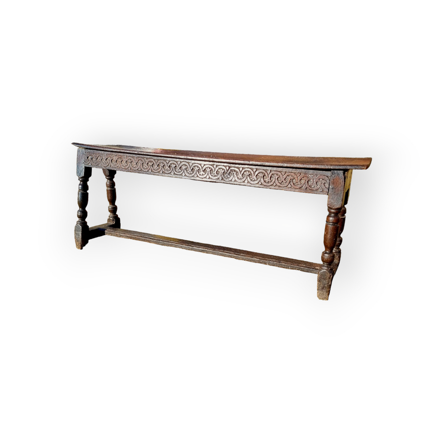 Early 17th Century English Antique Joined Oak Form / Elongated Bench