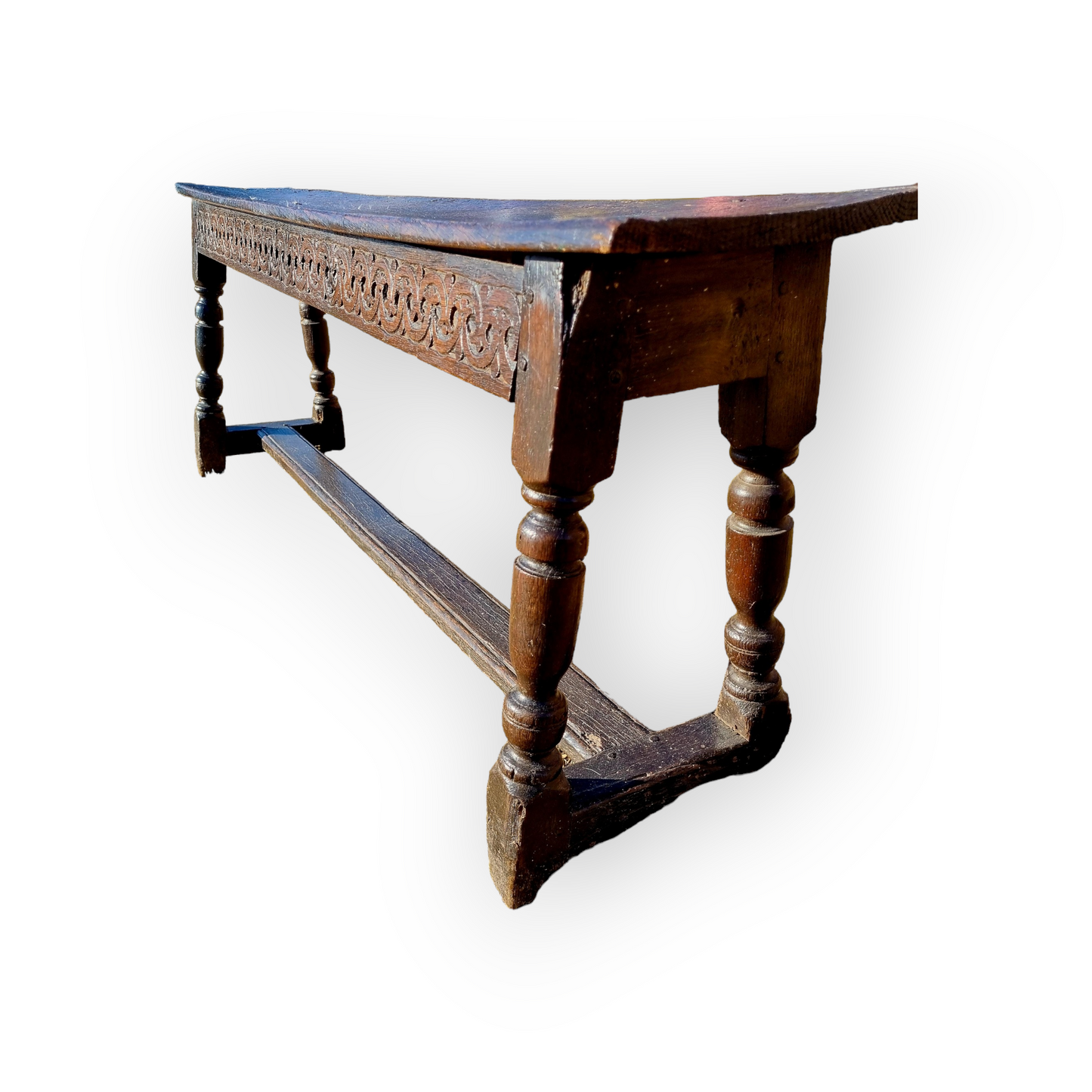 Early 17th Century English Antique Joined Oak Form / Elongated Bench