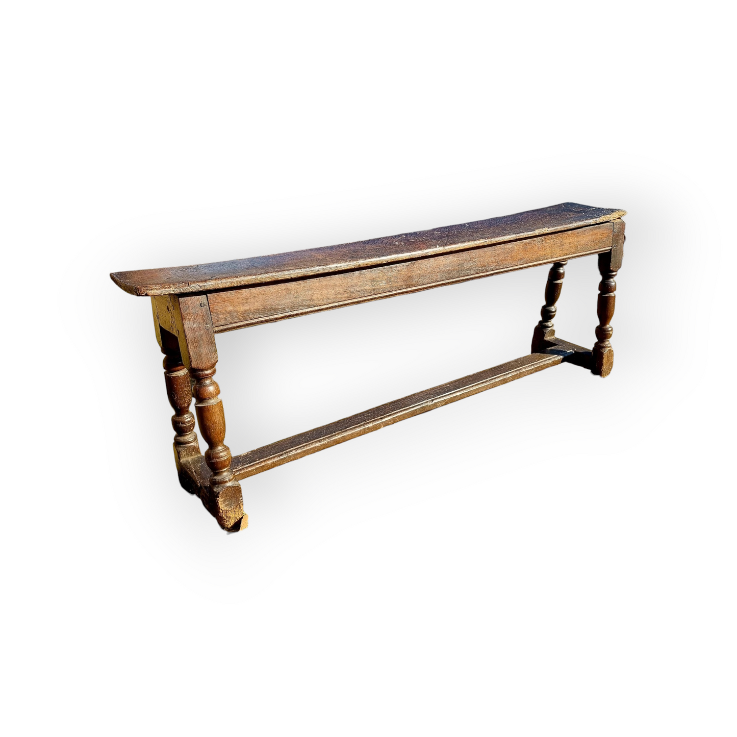 Early 17th Century English Antique Joined Oak Form / Elongated Bench