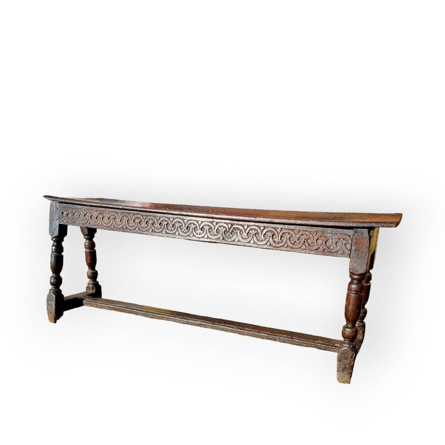 Early 17th Century English Antique Joined Oak Form / Elongated Bench