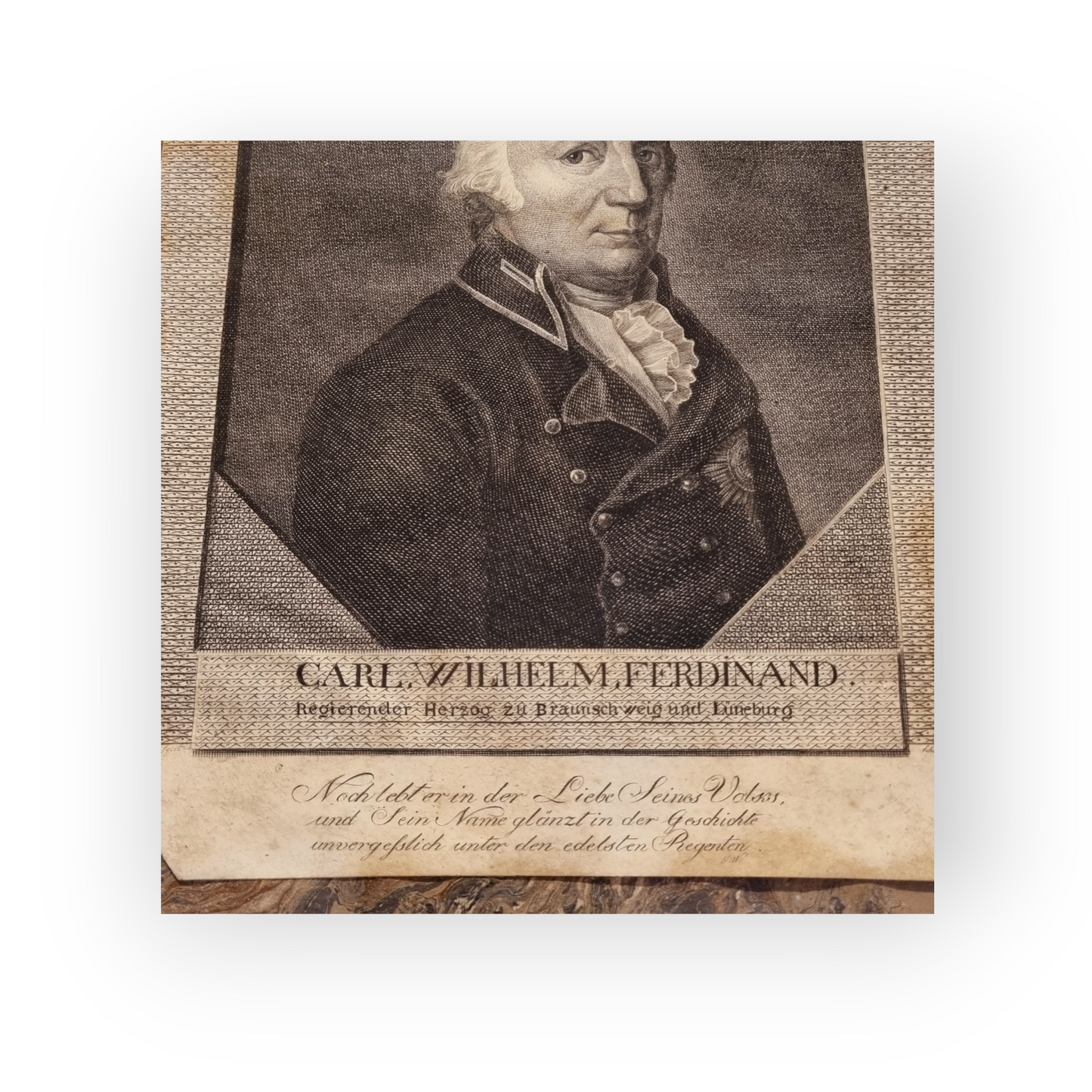 18th Century Engraved Antique Portrait Miniature of Karl Wilhelm Ferdinand, Duke of Brunswick-Wolfenbüttel (1735-1806)