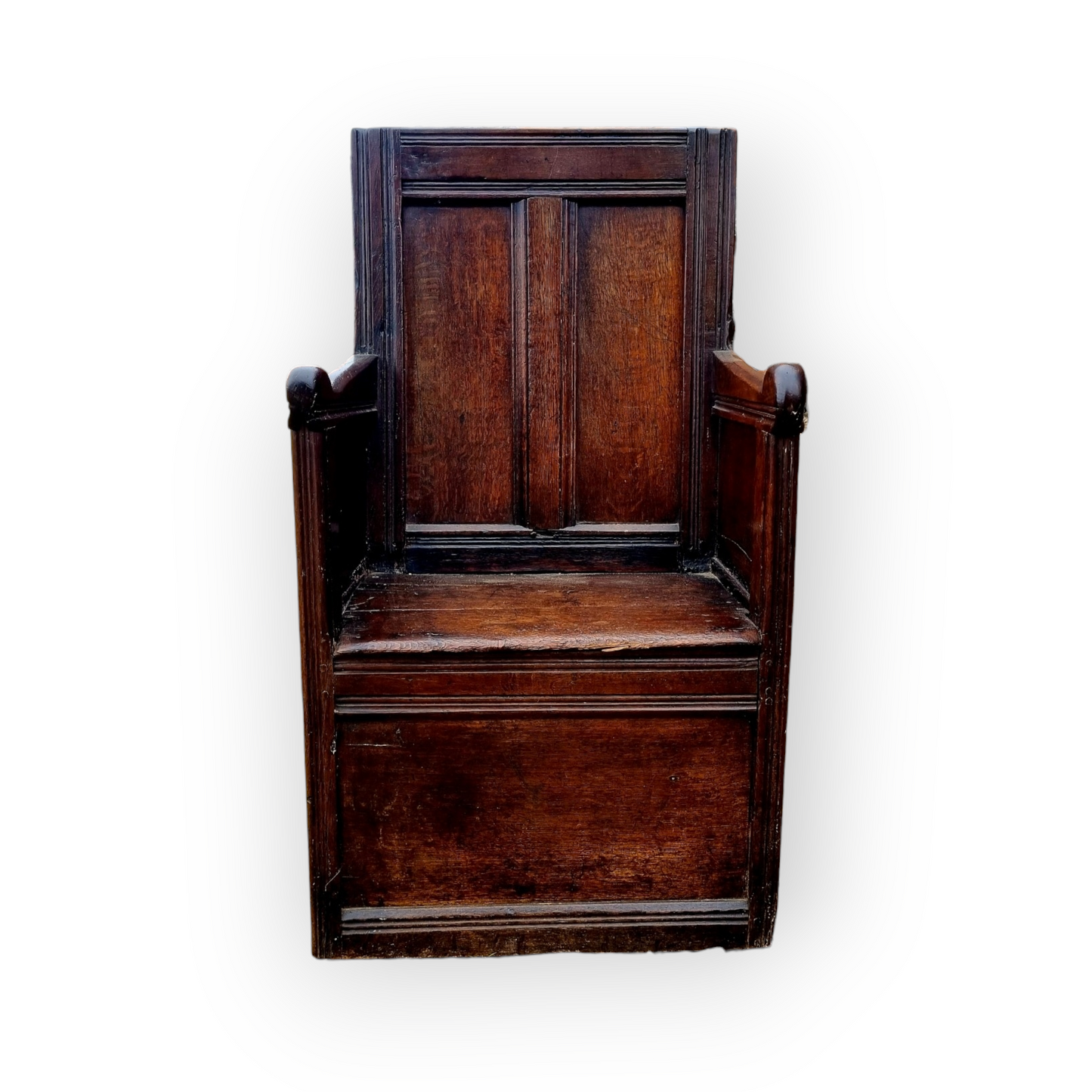 Mid 16th-century Henry VIII Period English Antique Oak Enclosed Armchair, circa 1540