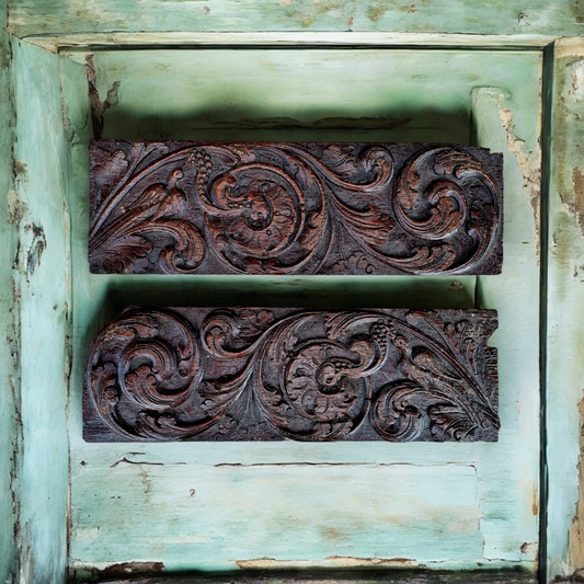 Pair of Early 17th Century Antique Carved Oak Panels