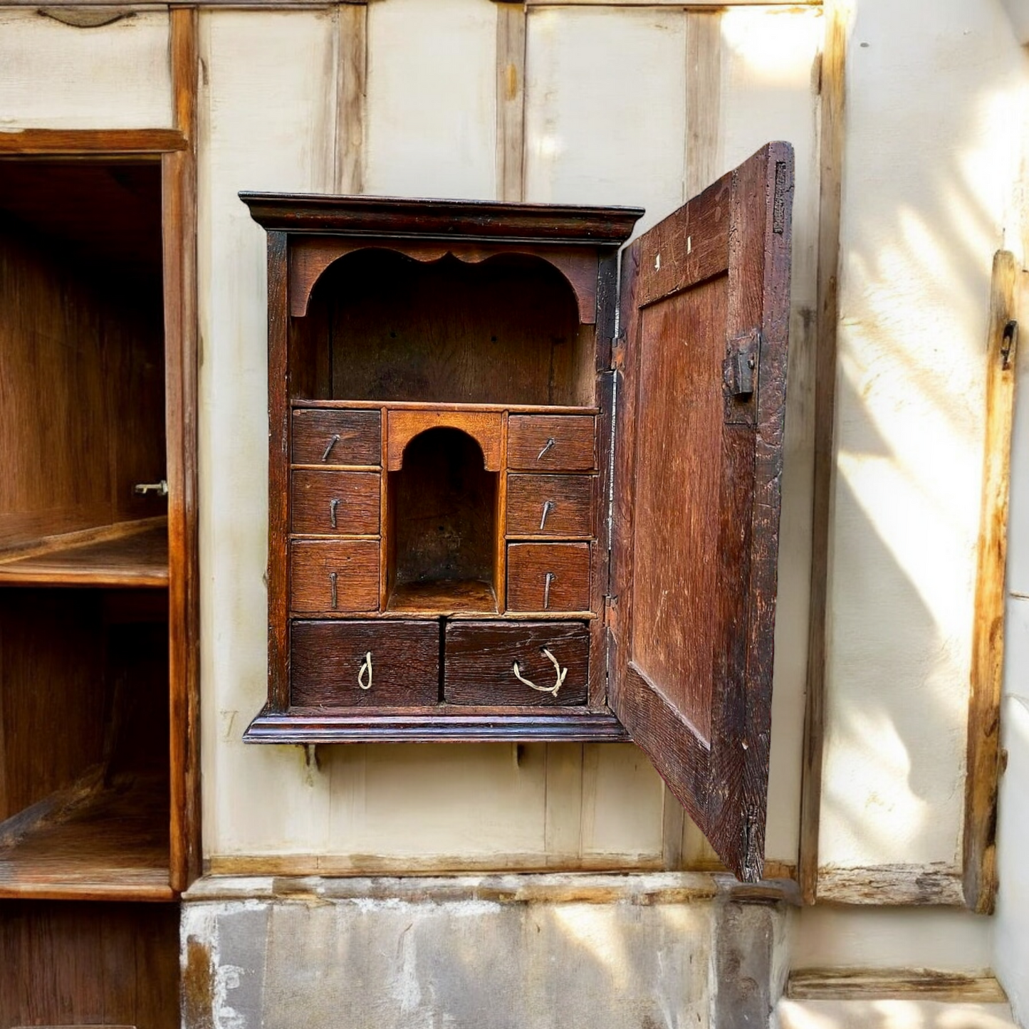 Late 17th-Century English Antique Oak Spice Cupboard