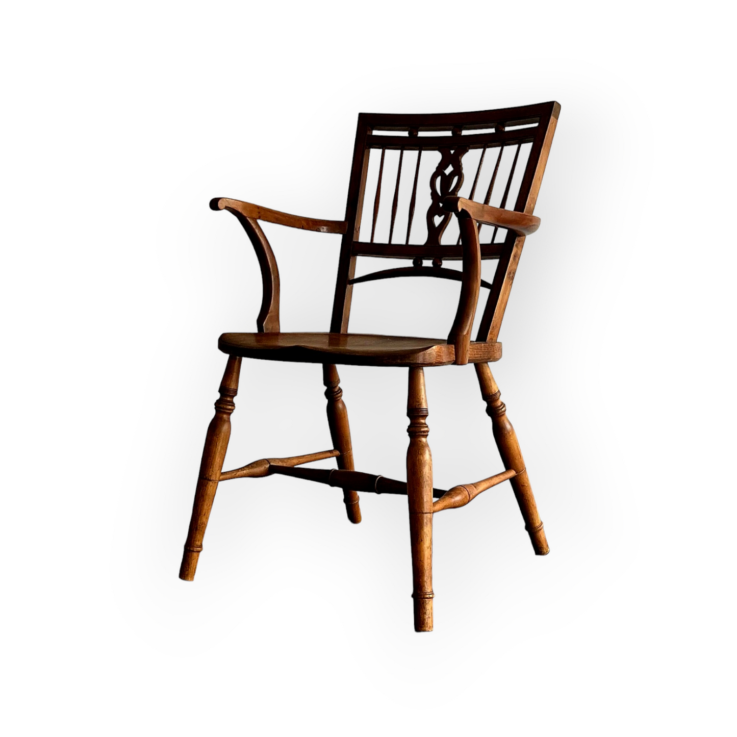 George III Period English Antique Yew Wood Mendlesham Chair / Armchair, circa 1800