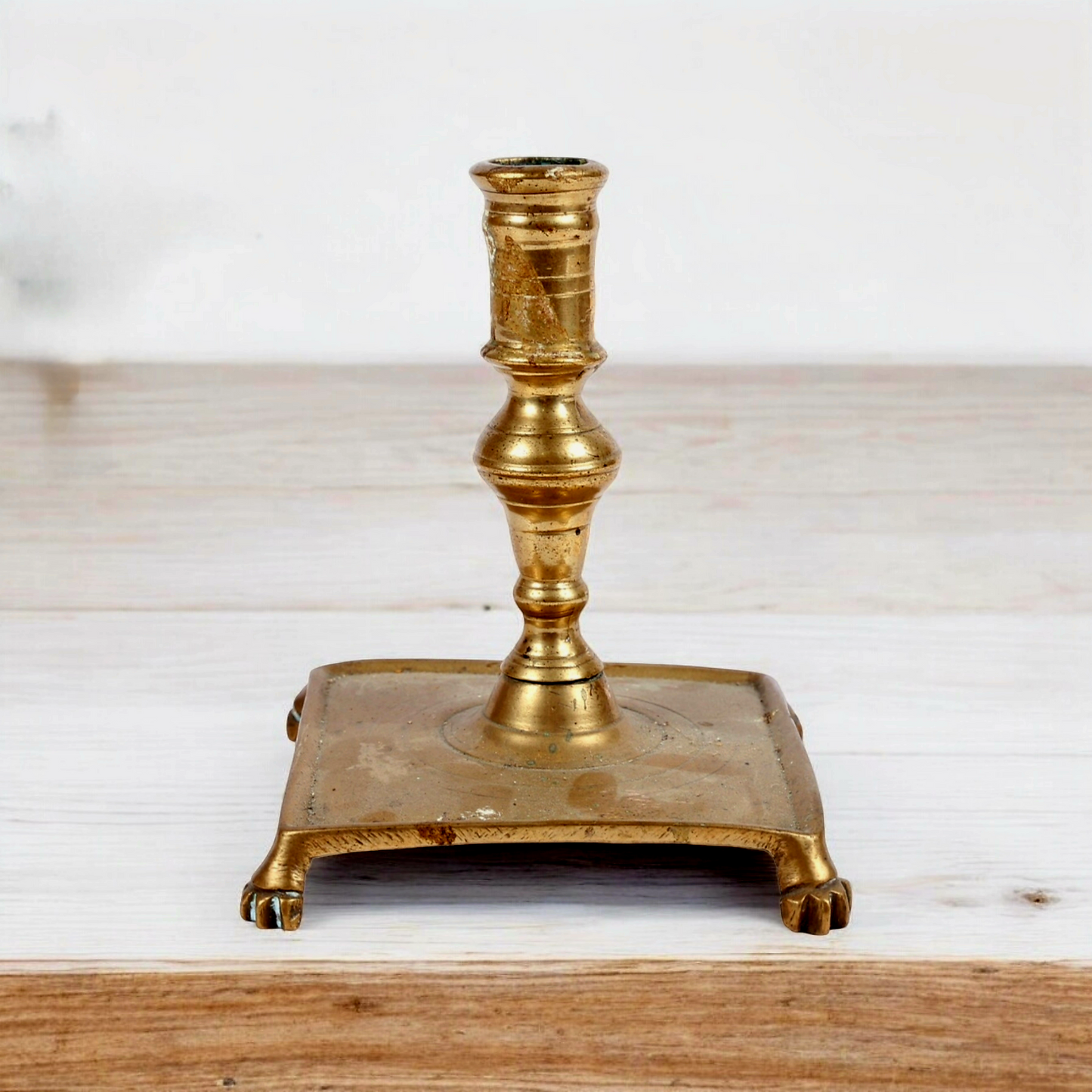 17th Century Spanish Antique Brass Candlestick, circa 1690