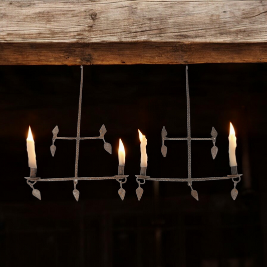 Pair of Early 19th-Century Blacksmith-Made Antique Wrought Iron Chandeliers - Approximately 80 cm (31 1/2") Drop