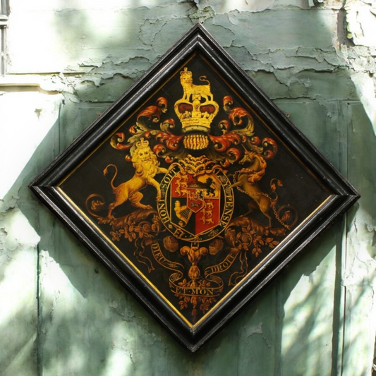 Very Large 18th-Century English Antique Armorial Hatchment / Coat Of Arms