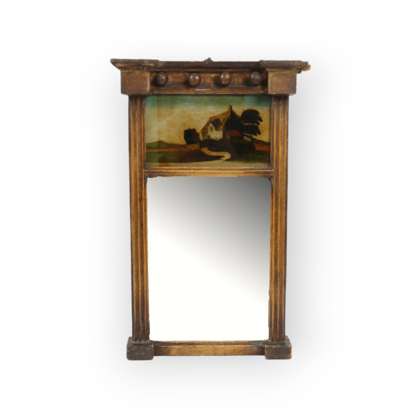 Early 19th-Century English Antique Pier Mirror With Original Glass Plate