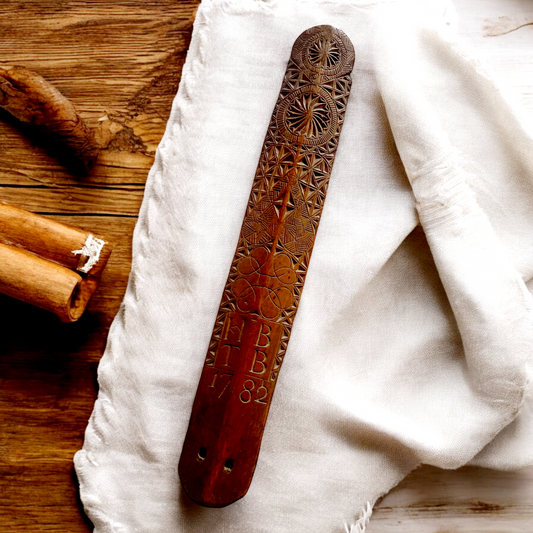 18th Century English Antique Treen Folk Art Stay Busk Love Token Bearing The Initials "HB" & "TB" Dated "1782"