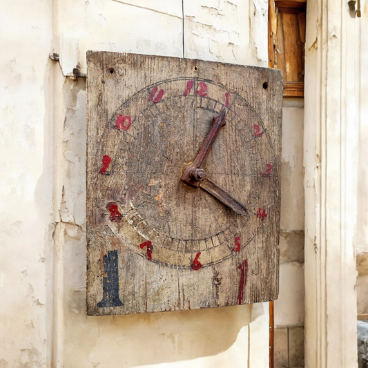 Late 19th Century English Antique Child's Educational Toy Clock Face / Teaching Aid Originating From Skeyton Primary School, Skeyton, Norfolk