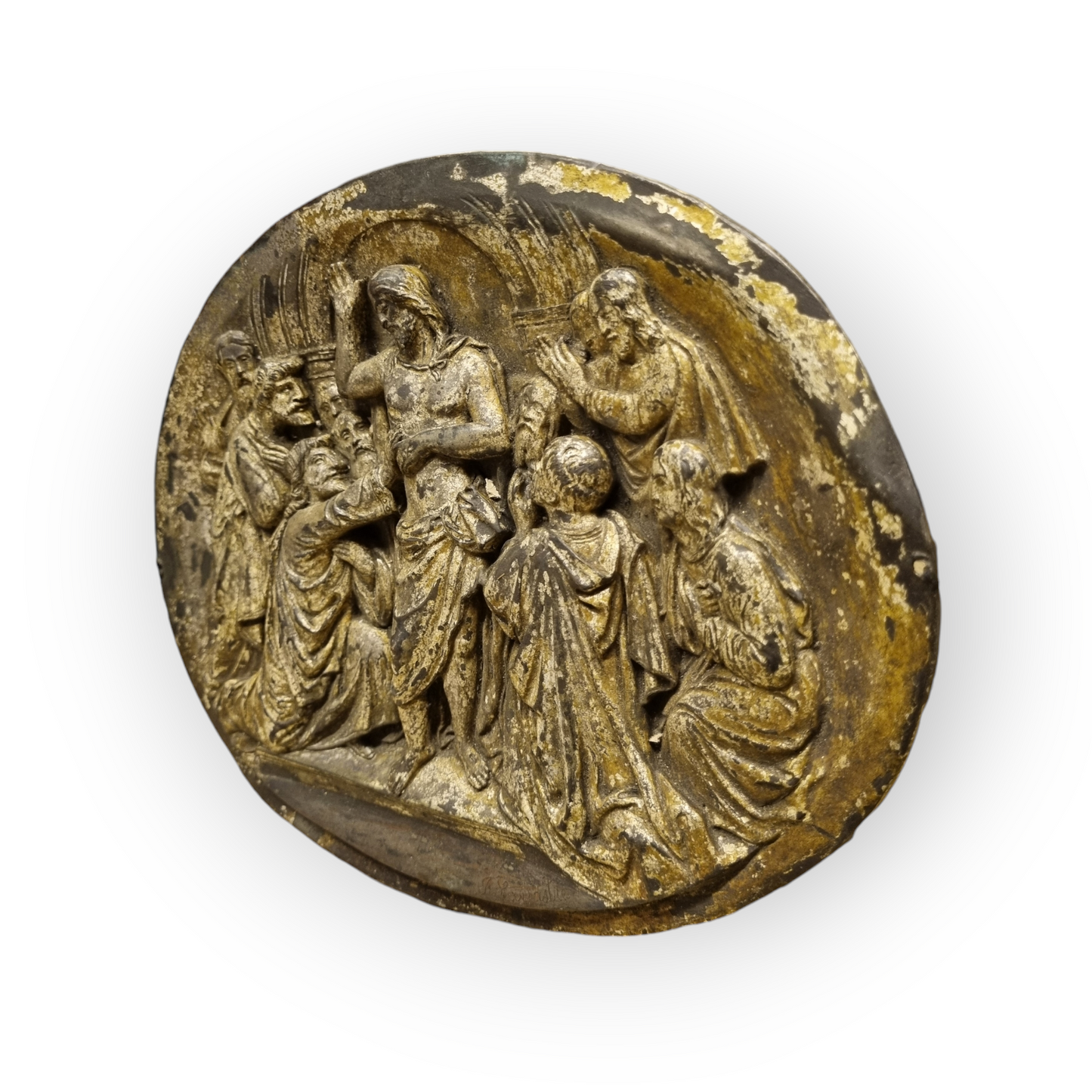 Early 19th-Century Continental Antique Silver-Gilt Metal Plaque With A Depiction of The Incredulity of Saint Thomas