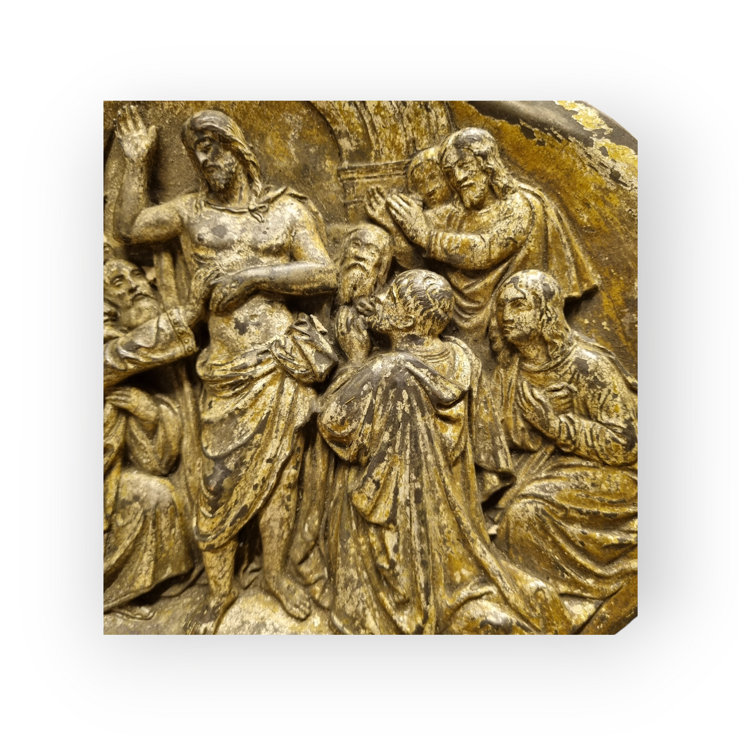 Early 19th-Century Continental Antique Silver-Gilt Metal Plaque With A Depiction of The Incredulity of Saint Thomas