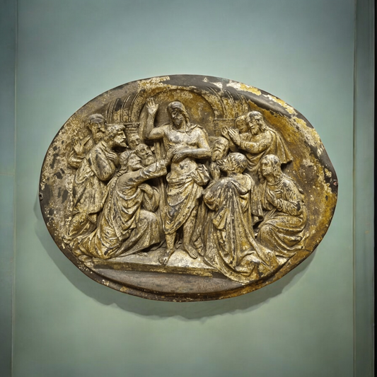 Early 19th-Century Continental Antique Silver-Gilt Metal Plaque With A Depiction of The Incredulity of Saint Thomas