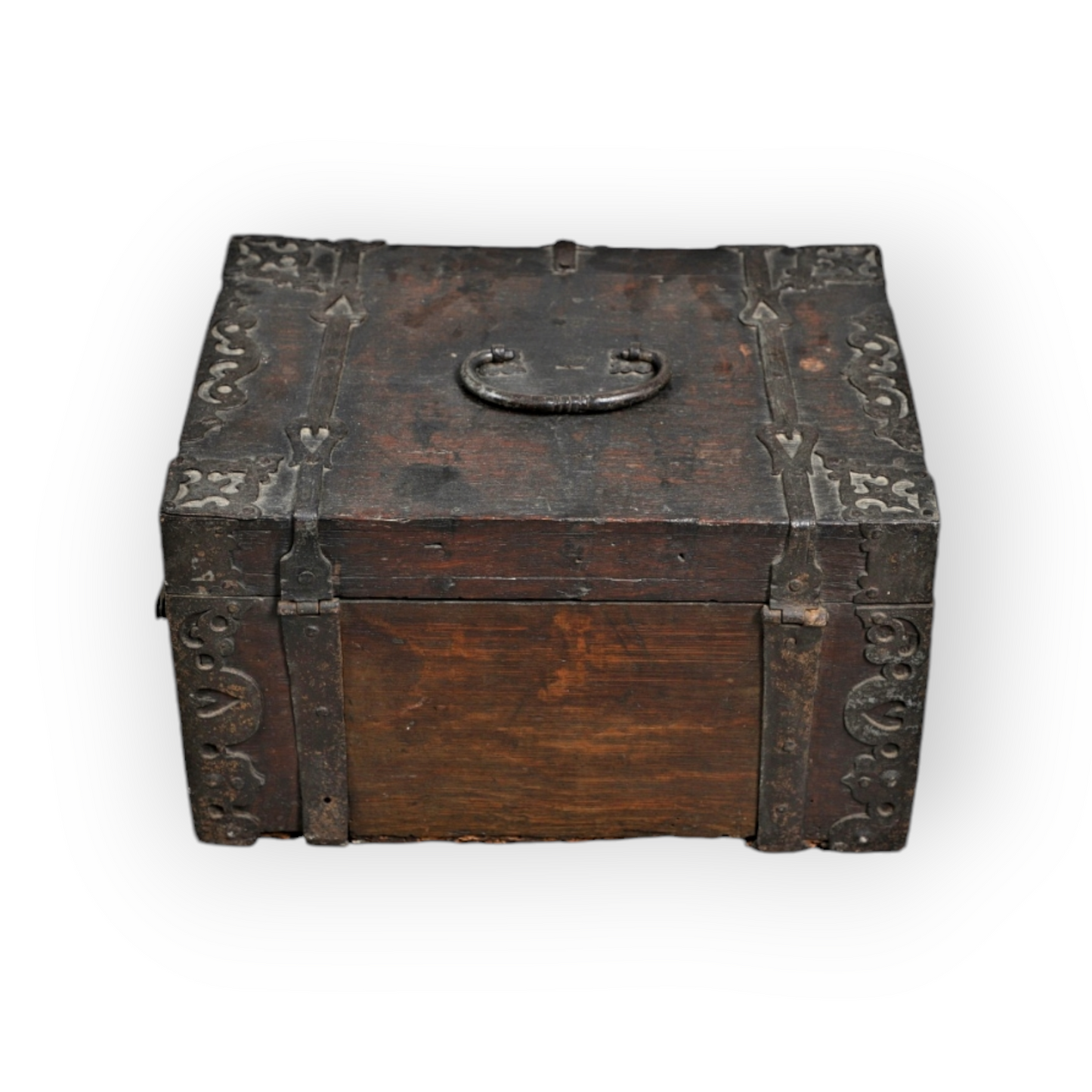 Early 17th-century Continental Antique Oak Strong Box With Iron Bindings