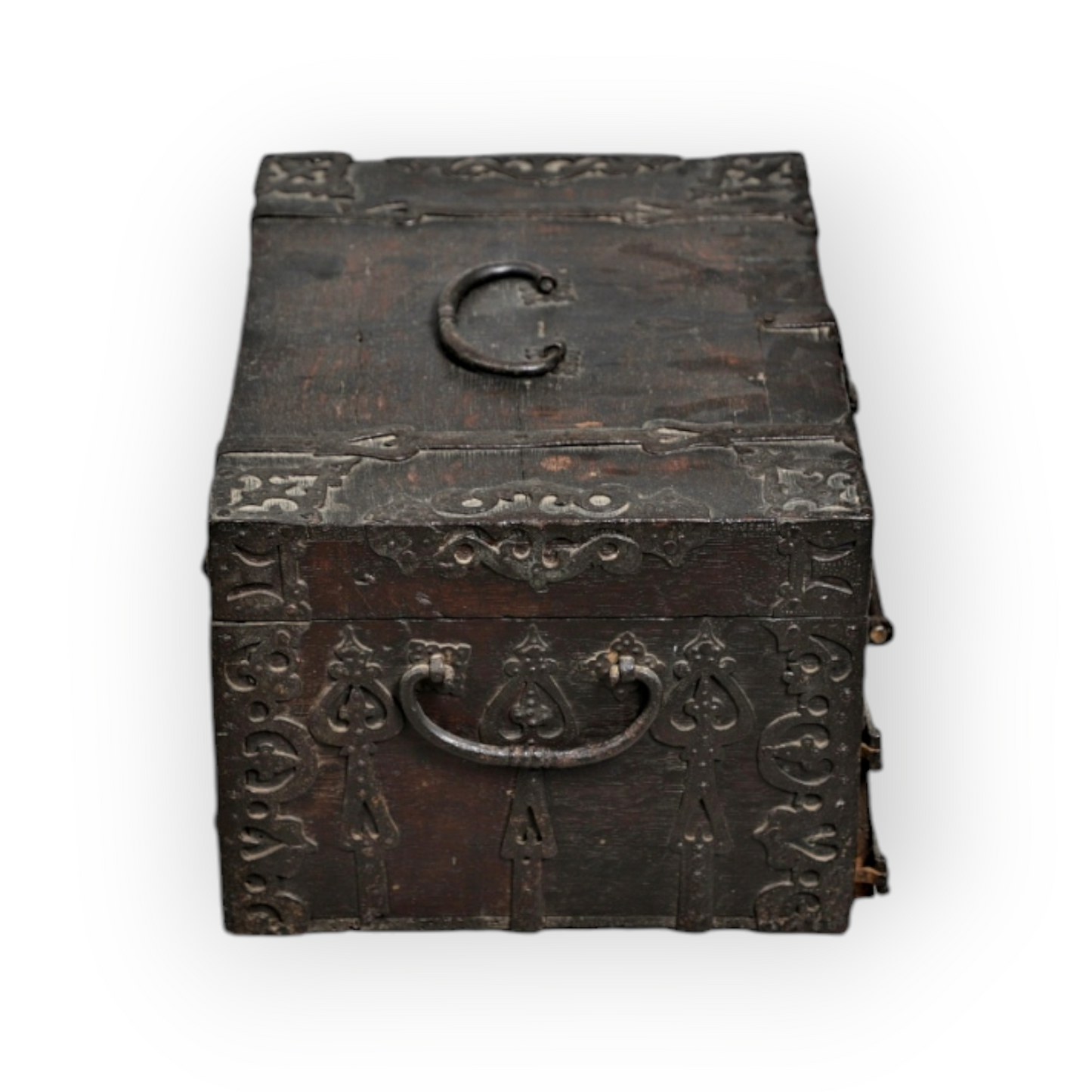 Early 17th-century Continental Antique Oak Strong Box With Iron Bindings