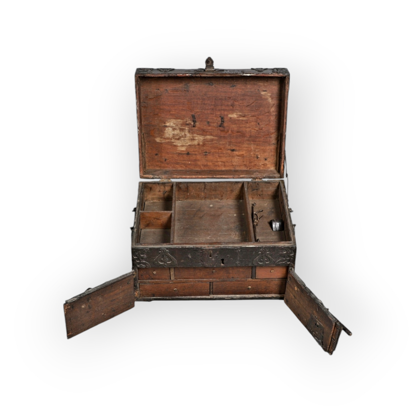 Early 17th-century Continental Antique Oak Strong Box With Iron Bindings