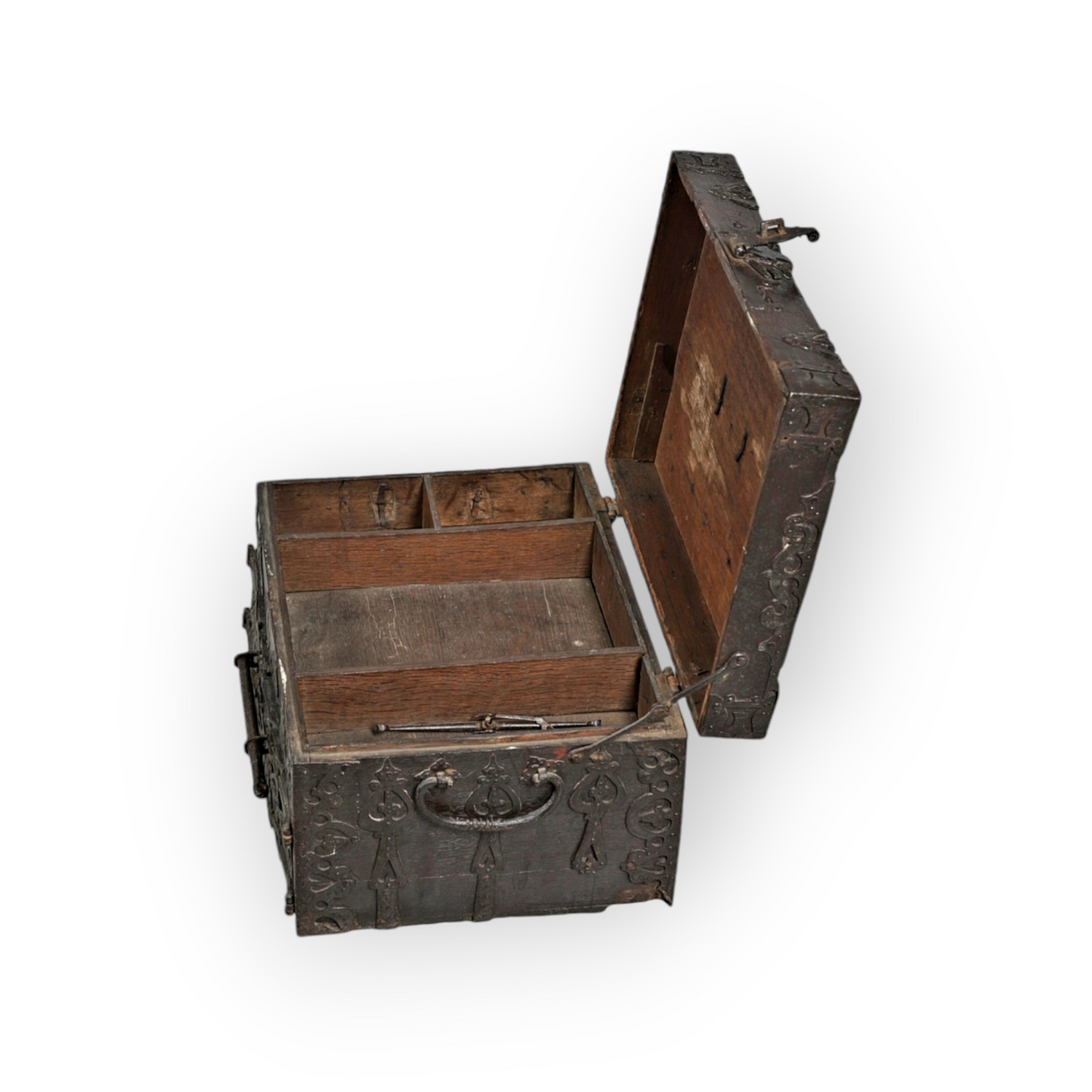 Early 17th-century Continental Antique Oak Strong Box With Iron Bindings