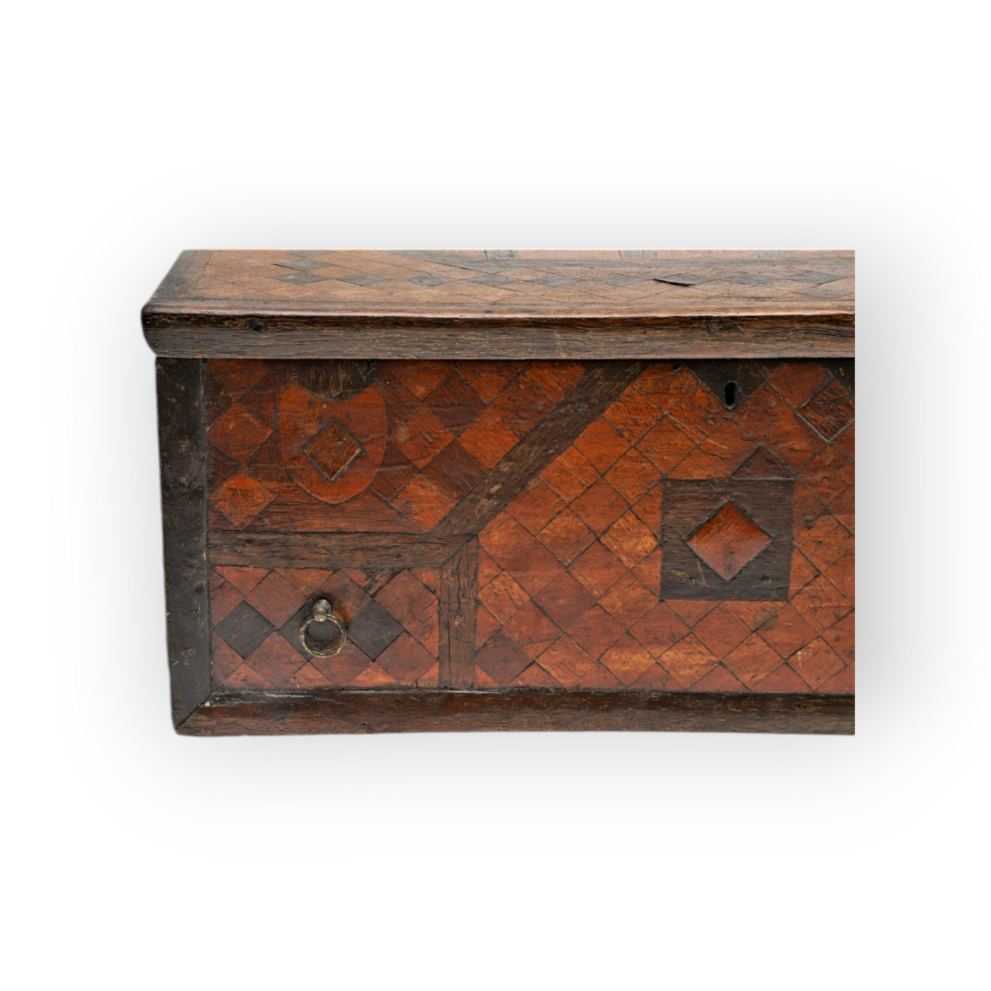 17th-Century Continental Antique Parquetry-Inlaid Wooden Table Box