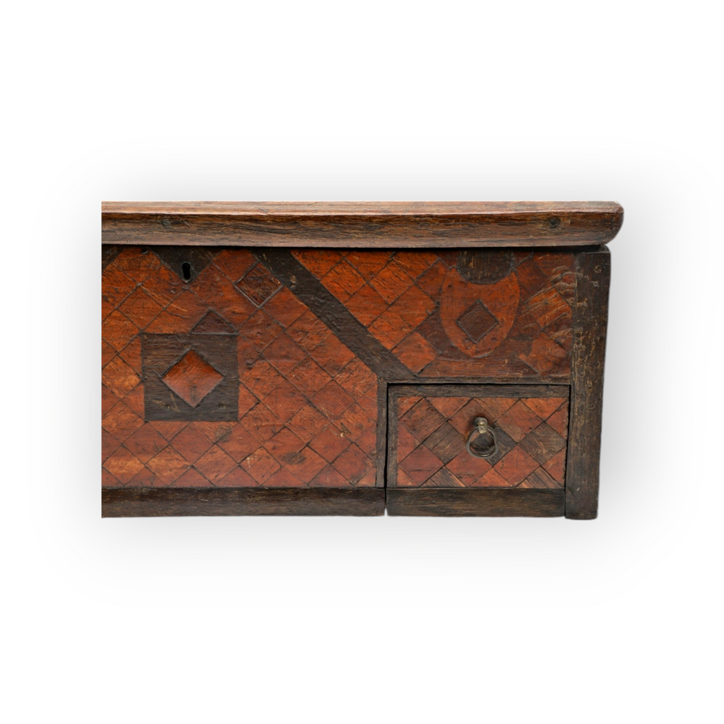 17th-Century Continental Antique Parquetry-Inlaid Wooden Table Box