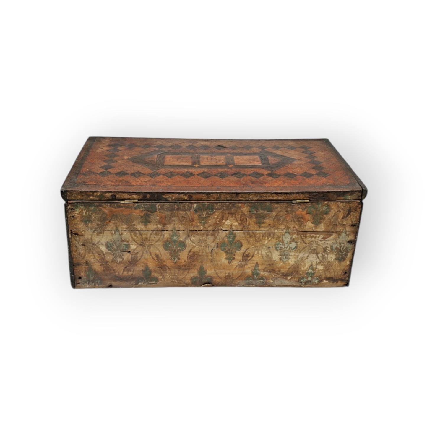 17th-Century Continental Antique Parquetry-Inlaid Wooden Table Box