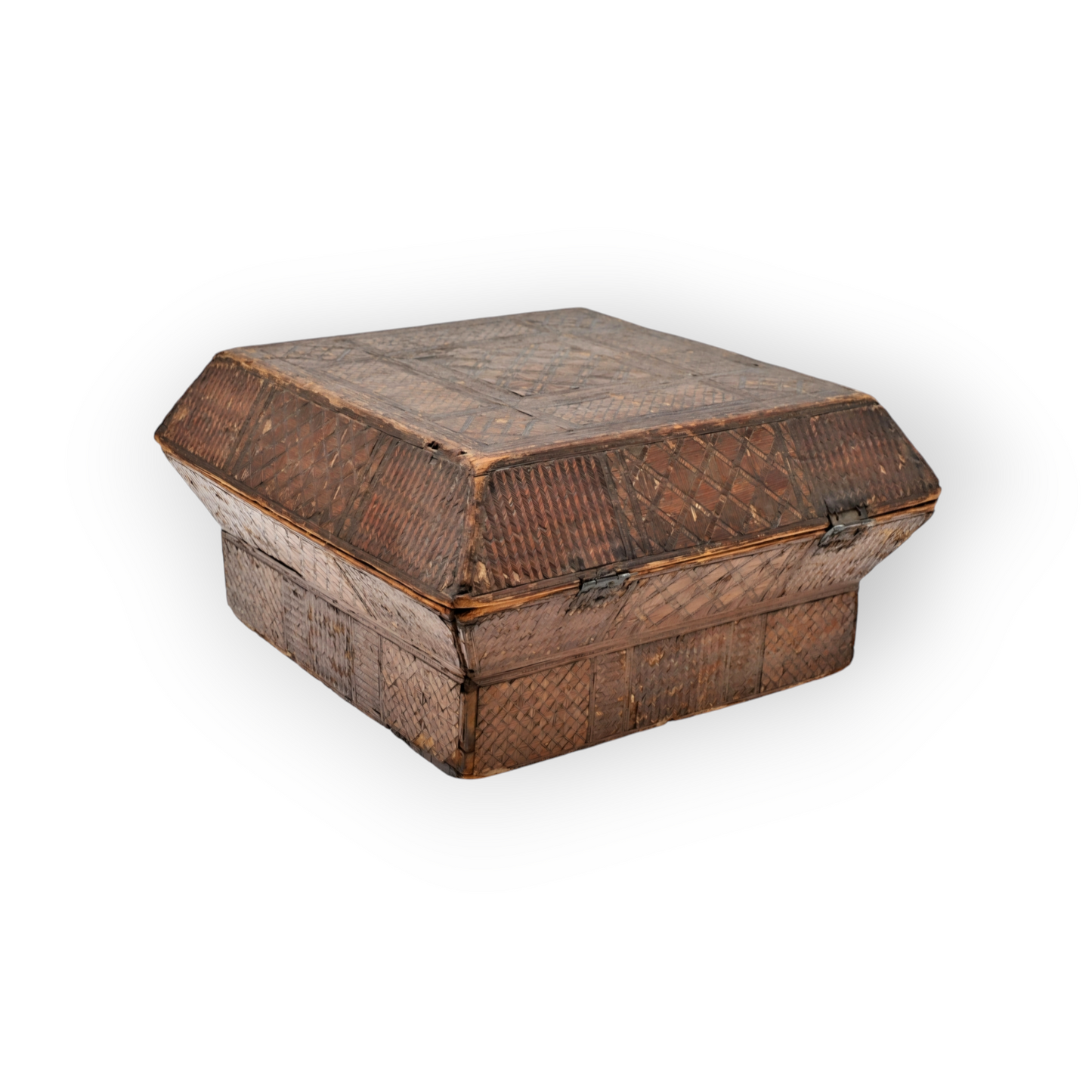 Late 18th-Century / Early 19th-Century Antique Napoleonic Prisoner Of War Straw-Work Box, circa 1793-1815