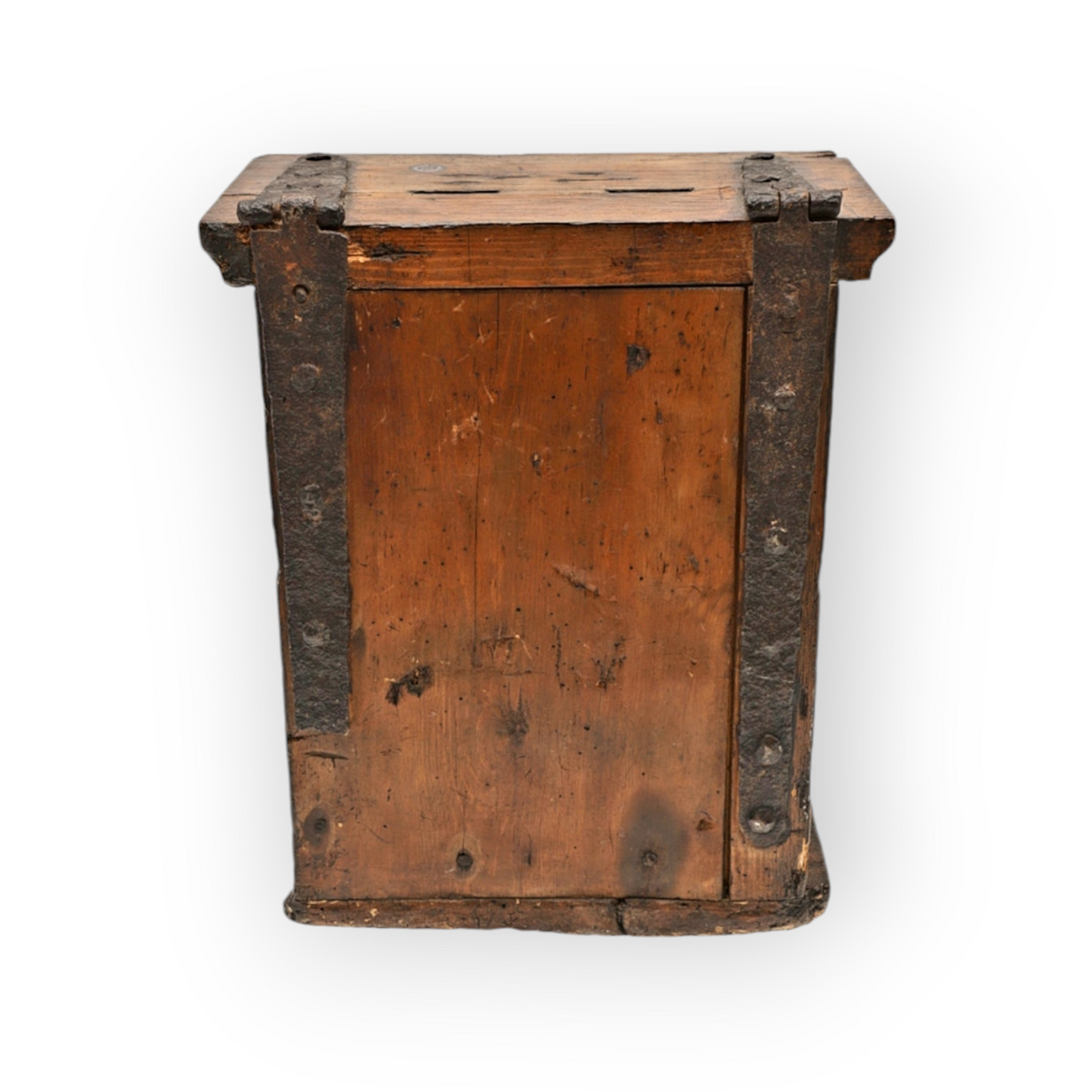 18th Century Antique Oak-Effect Scumbled Pine Alms Box / Offertory Box