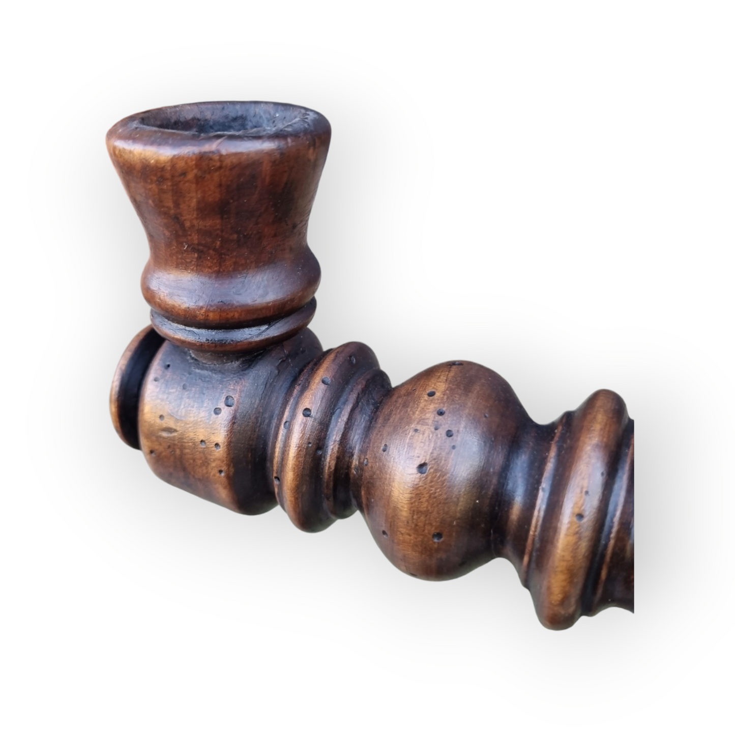 An 18th-Century Antique Treen Rise-And-Fall Two-Branch Candelabrum / Candlestick