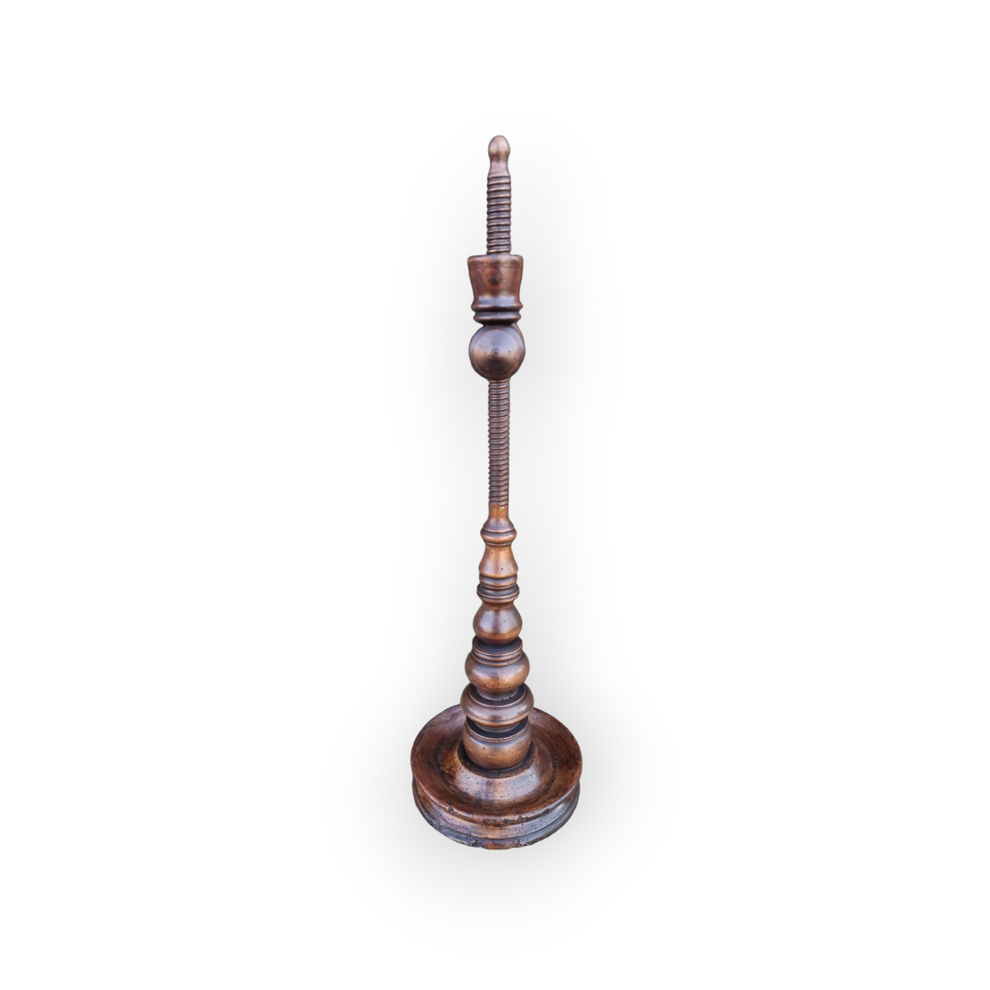 An 18th-Century Antique Treen Rise-And-Fall Two-Branch Candelabrum / Candlestick