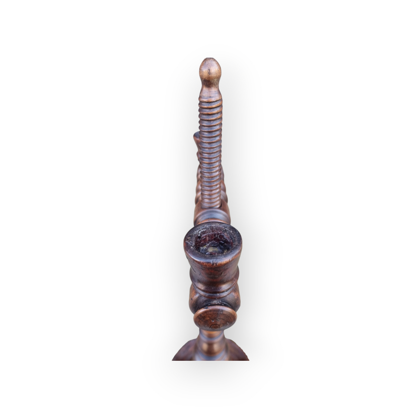 An 18th-Century Antique Treen Rise-And-Fall Two-Branch Candelabrum / Candlestick