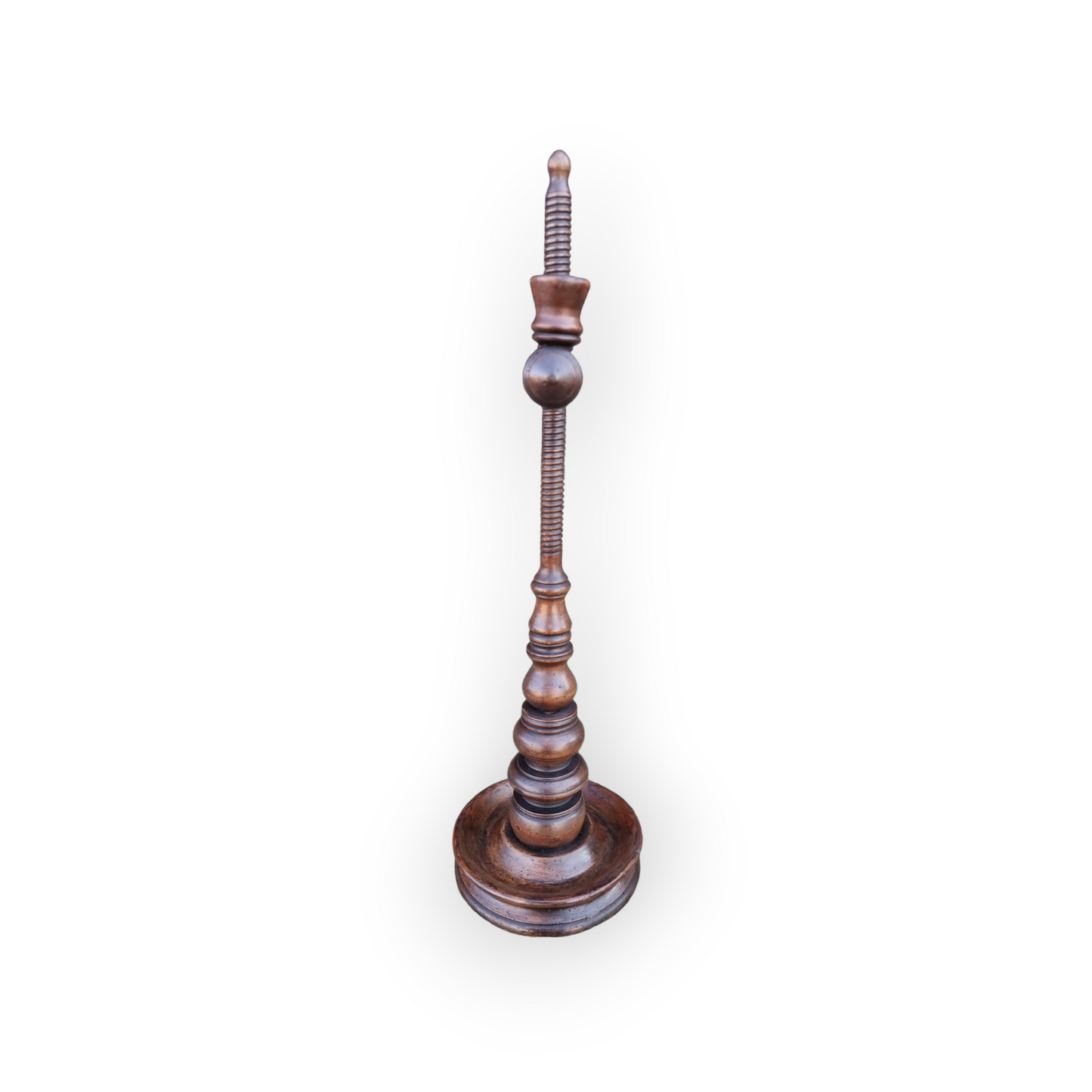 An 18th-Century Antique Treen Rise-And-Fall Two-Branch Candelabrum / Candlestick