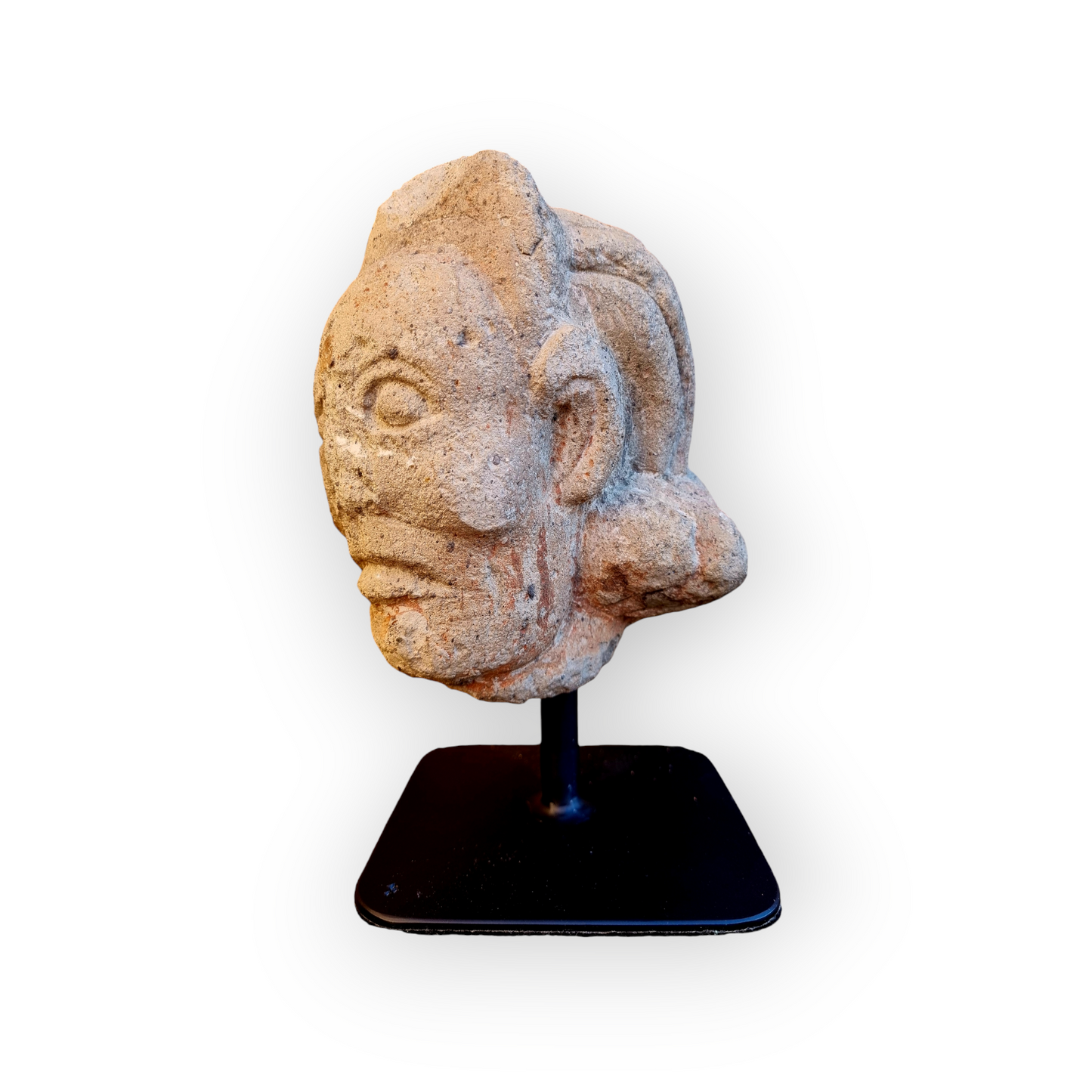 Medieval Antique Stone Head Of An Unknown Deity, circa 15th-Century