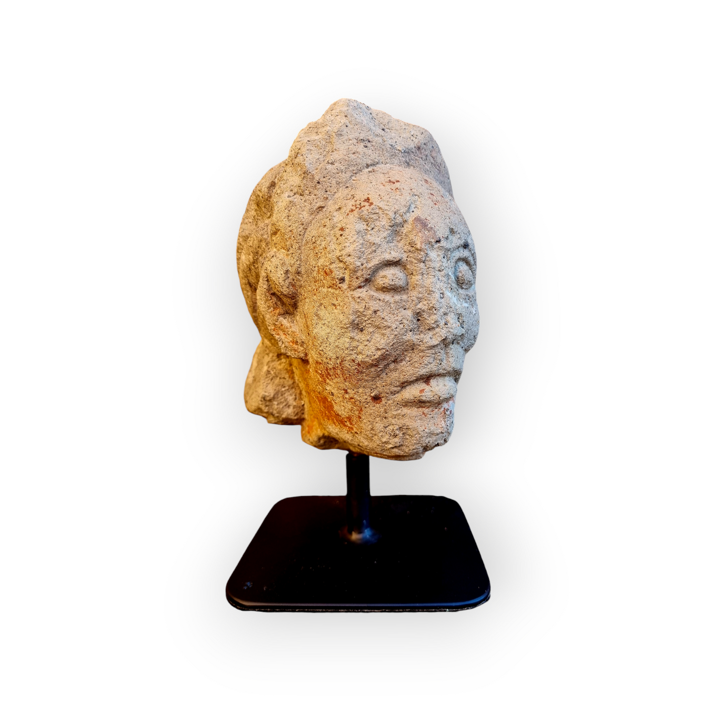 Medieval Antique Stone Head Of An Unknown Deity, circa 15th-Century