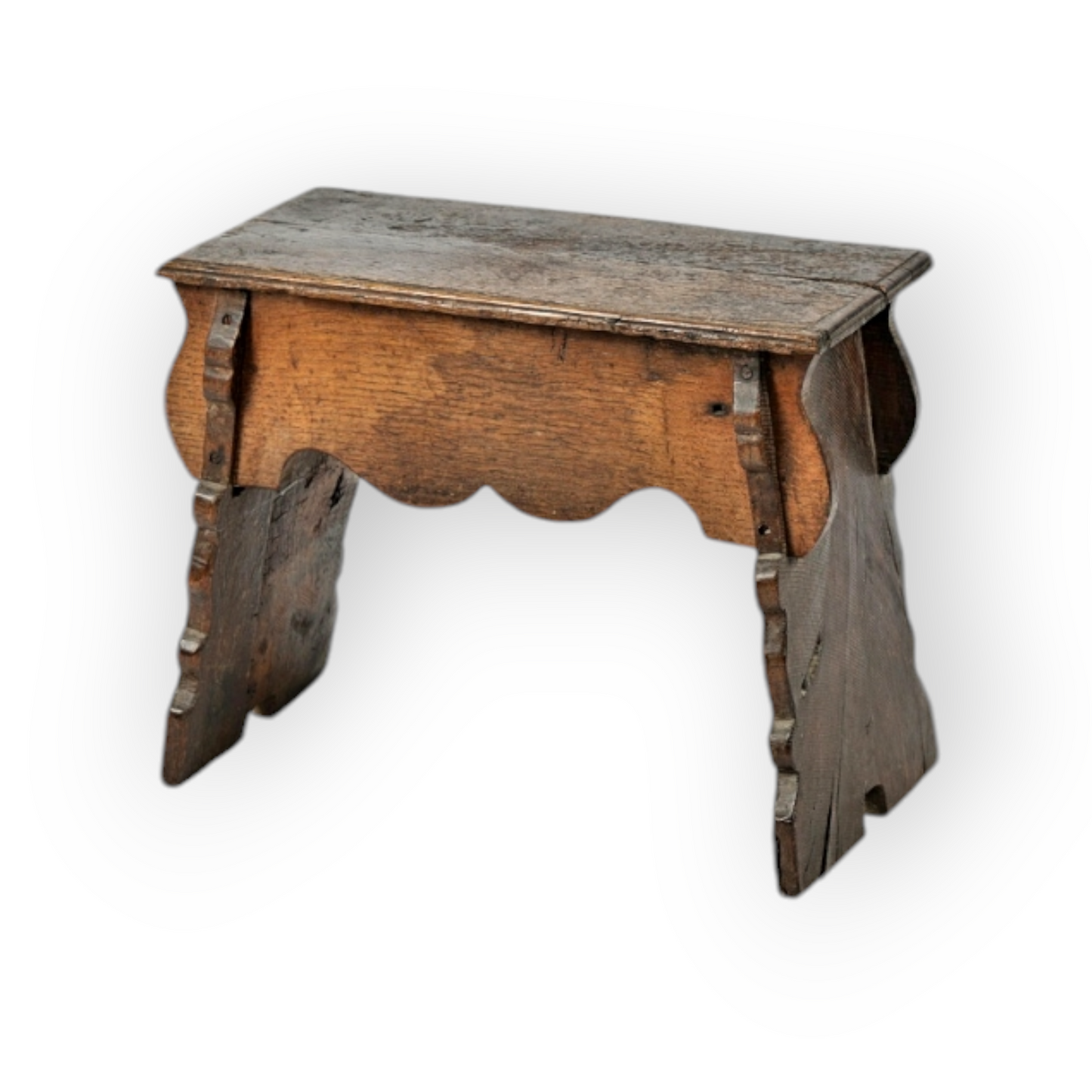 16th-Century Henry VIII Style English Antique Oak Boarded Stool