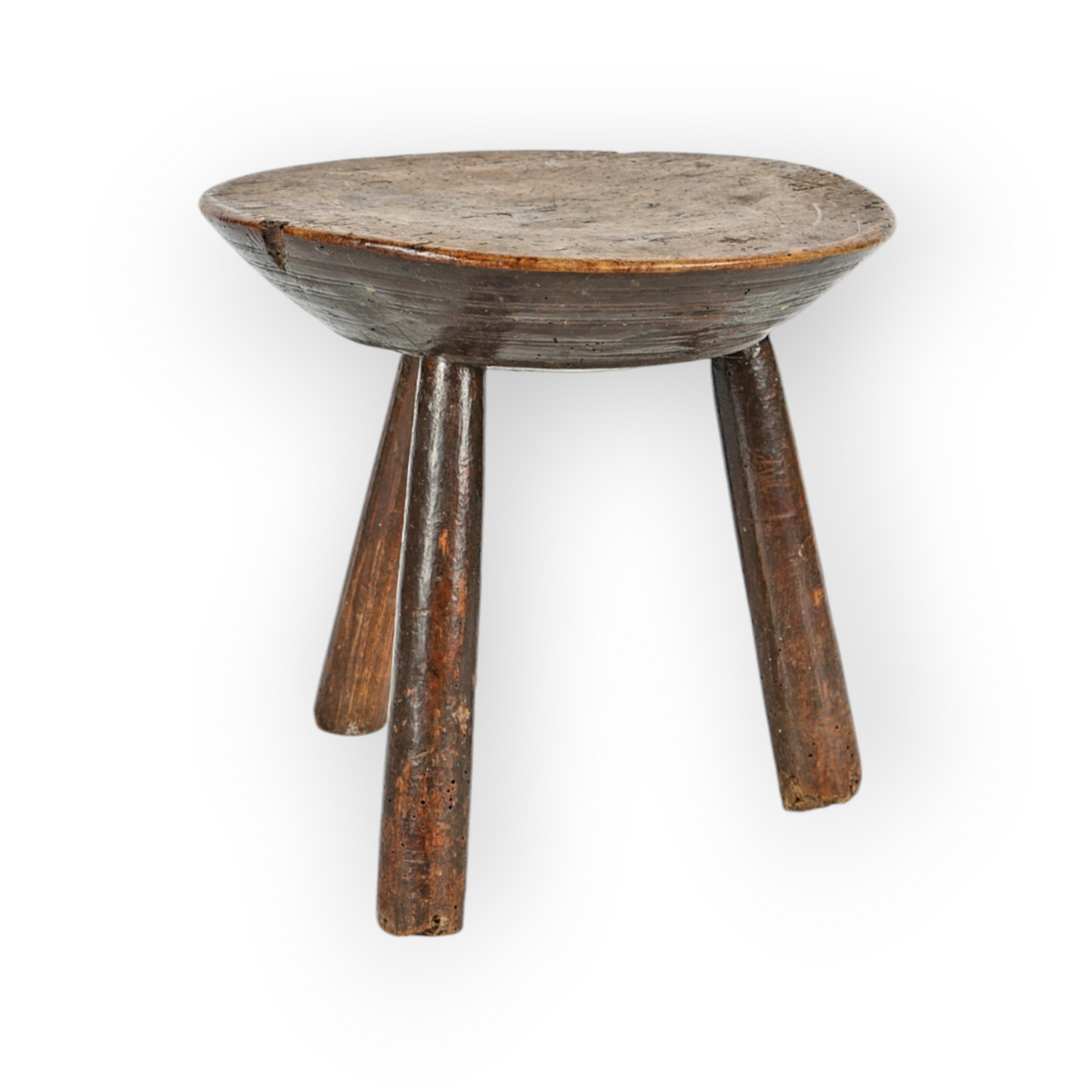 Late 18th-Century Welsh Antique Sycamore Cheese-Top Milking Stool