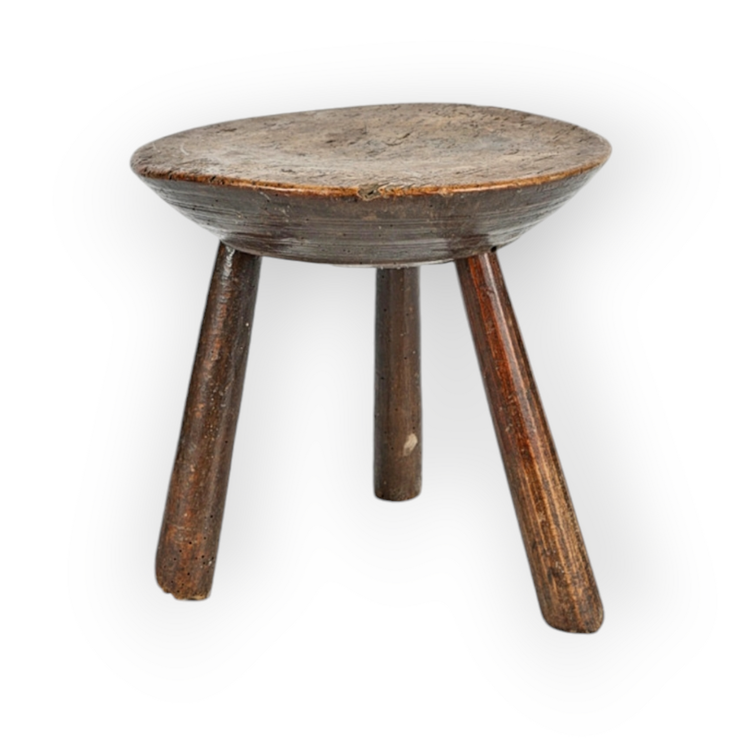 Late 18th-Century Welsh Antique Sycamore Cheese-Top Milking Stool