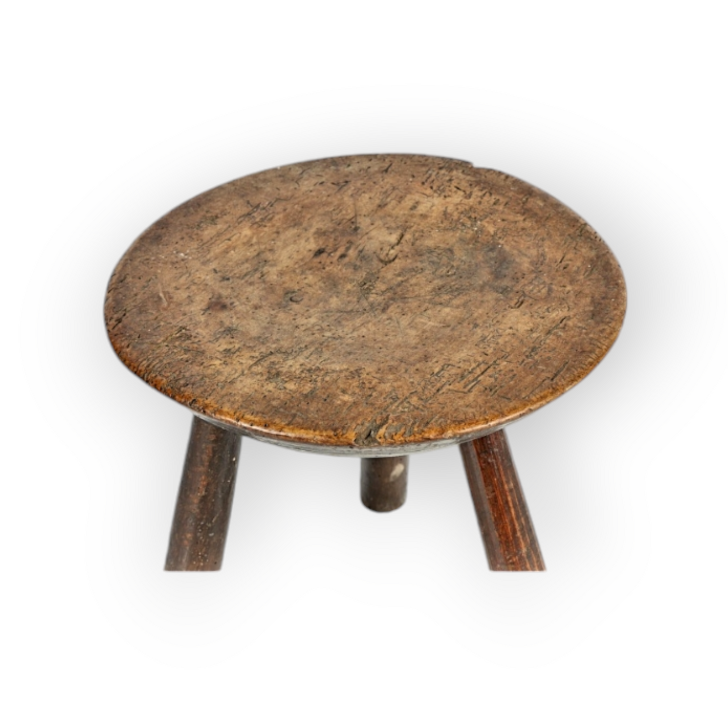 Late 18th-Century Welsh Antique Sycamore Cheese-Top Milking Stool