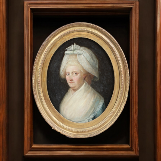 18th-Century English School Antique Oil On Canvas Portrait Of A Lady