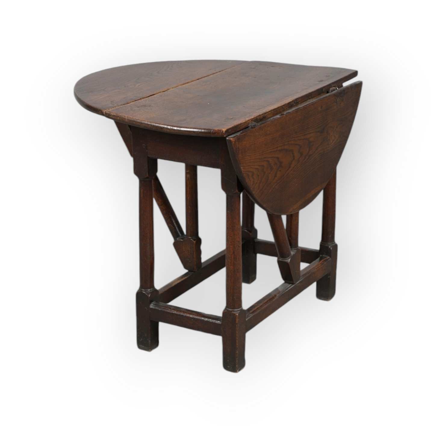 Diminutive Late 17th-Century / Early 18th-Century English Antique Oak Gateleg Table / Occasional Table