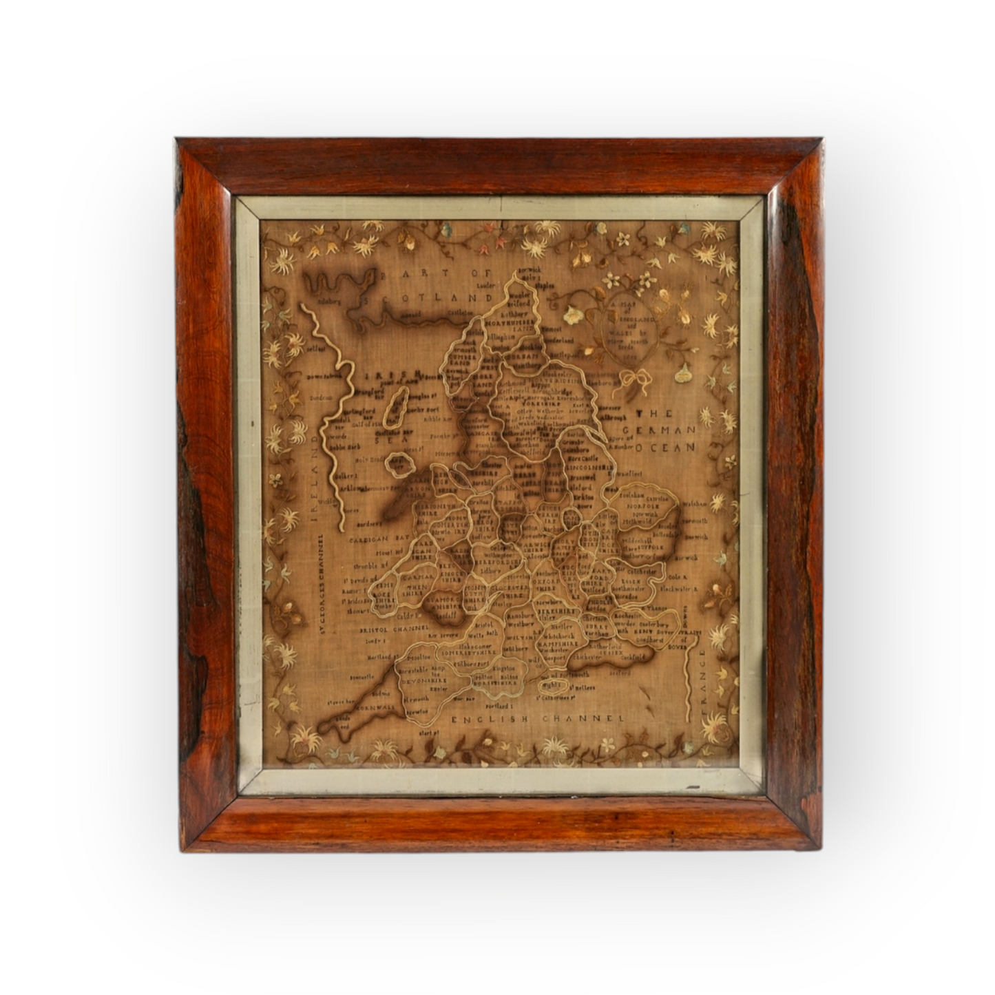 Large 18th-Century English Antique Map Sampler of England & Wales, circa 1780