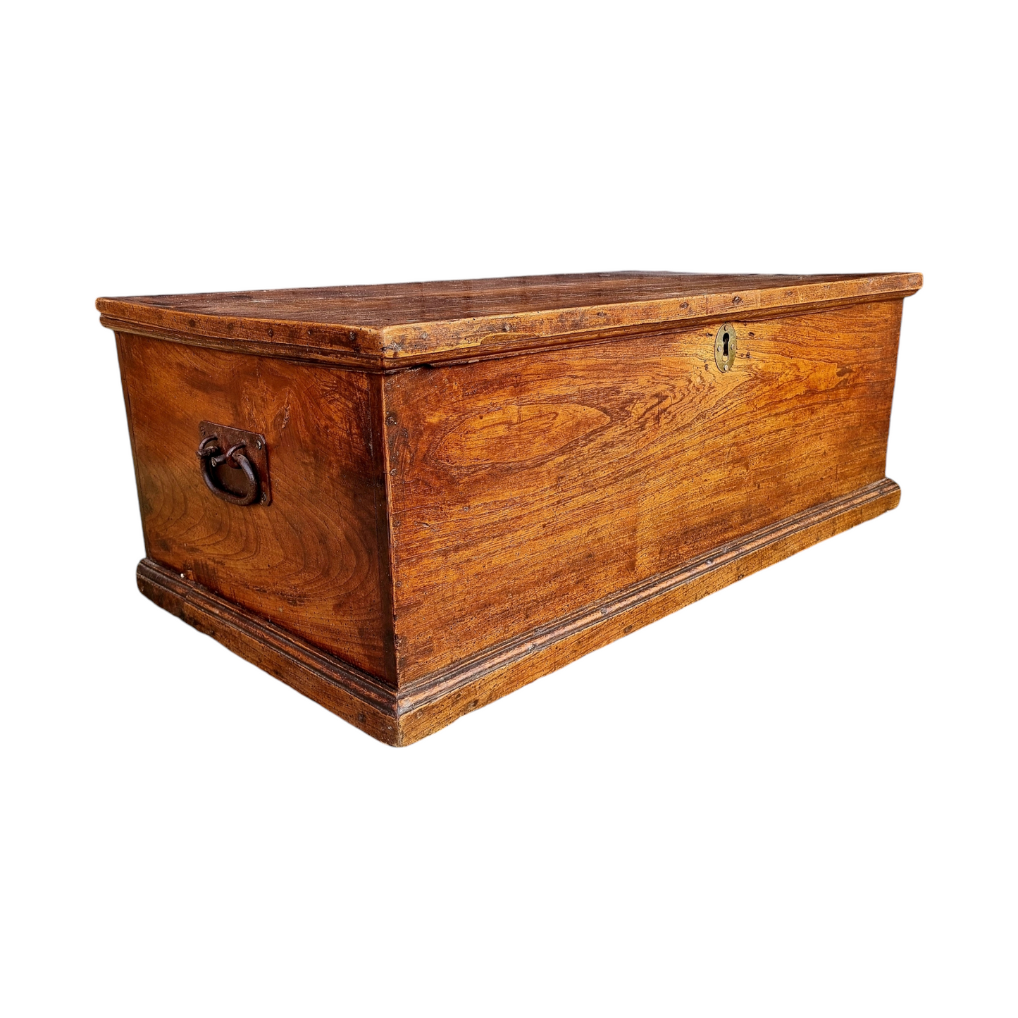 18th-Century English Antique Elm Bible Box / Boarded Box