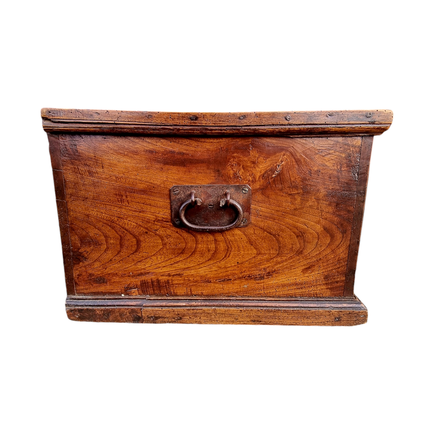 18th-Century English Antique Elm Bible Box / Boarded Box