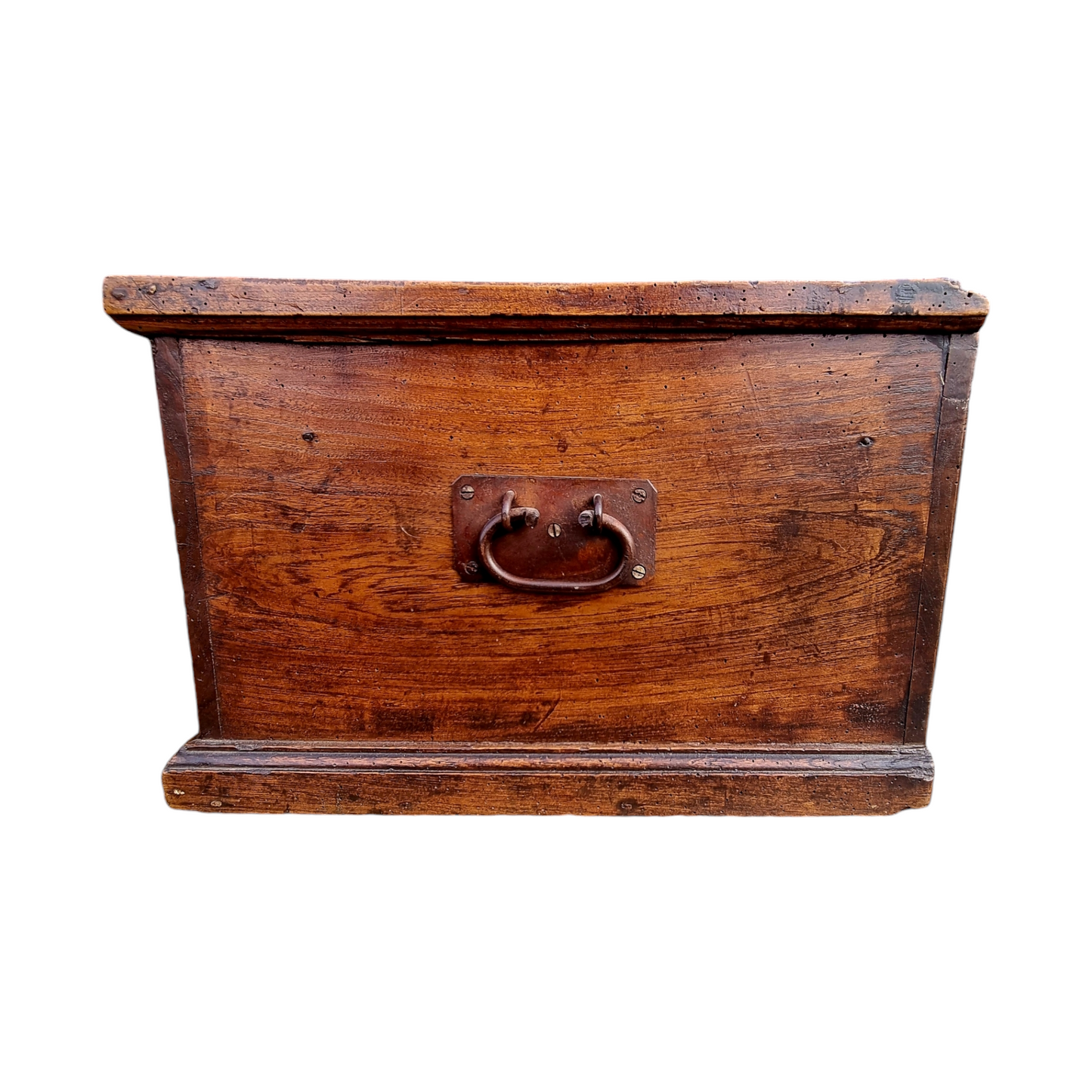 18th-Century English Antique Elm Bible Box / Boarded Box