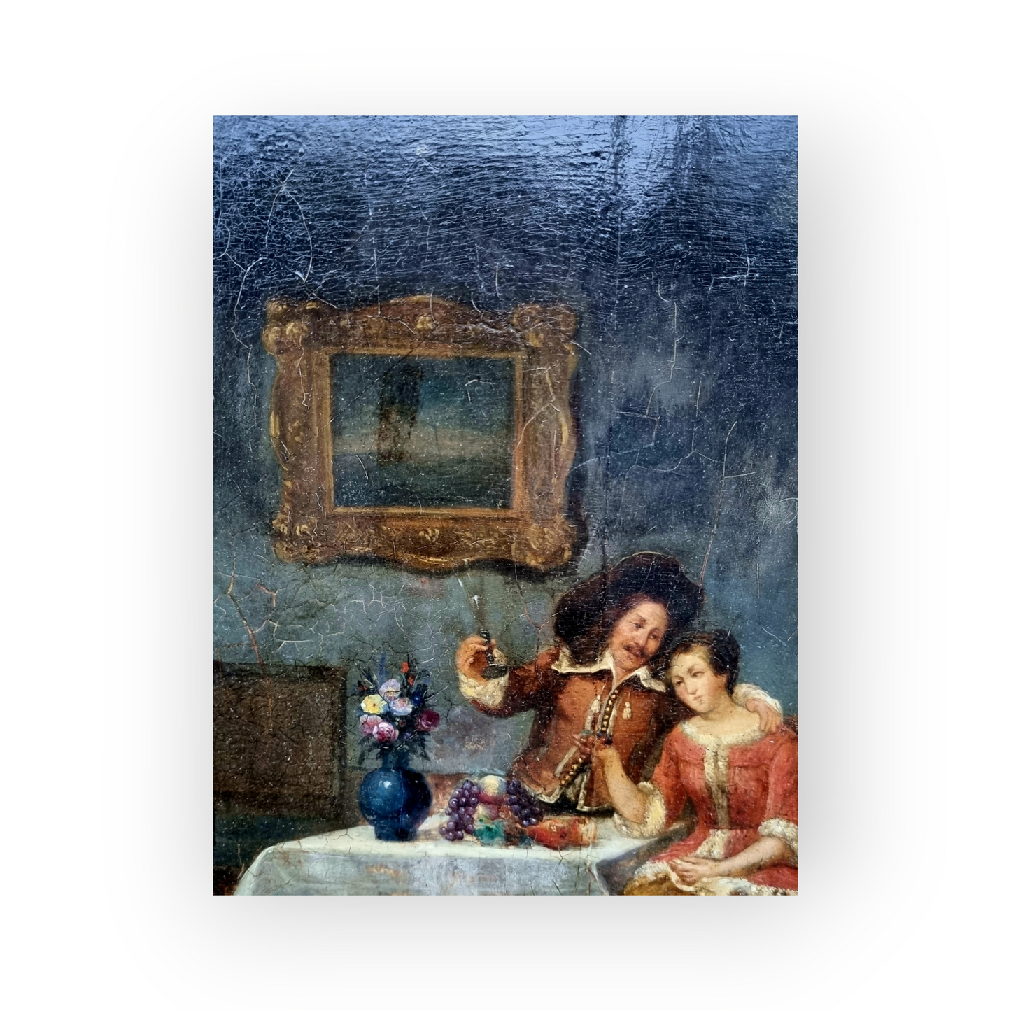 Follower of Johannes Vermeer (1632-1675) - An Early 19th-Century Dutch School Antique Oil On Board Entitled "The Wine Glass"