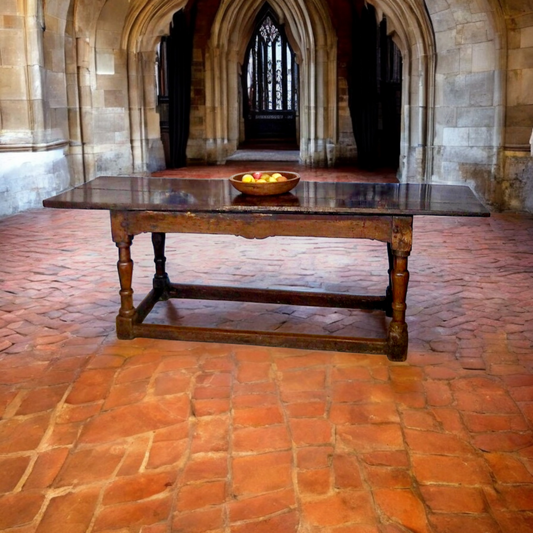 Early 17th-Century English Antique Oak Refectory Table / Dining Table / Serving Table