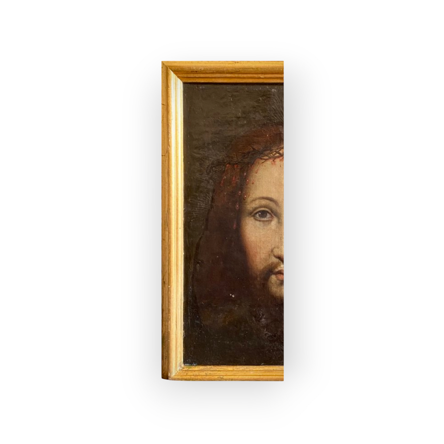 Ecce Homo (Head of Christ) - Follower of Jan van Eyck (1390 - 1441) - A 17th-Century Flemish School Antique Oil On Canvas Portrait