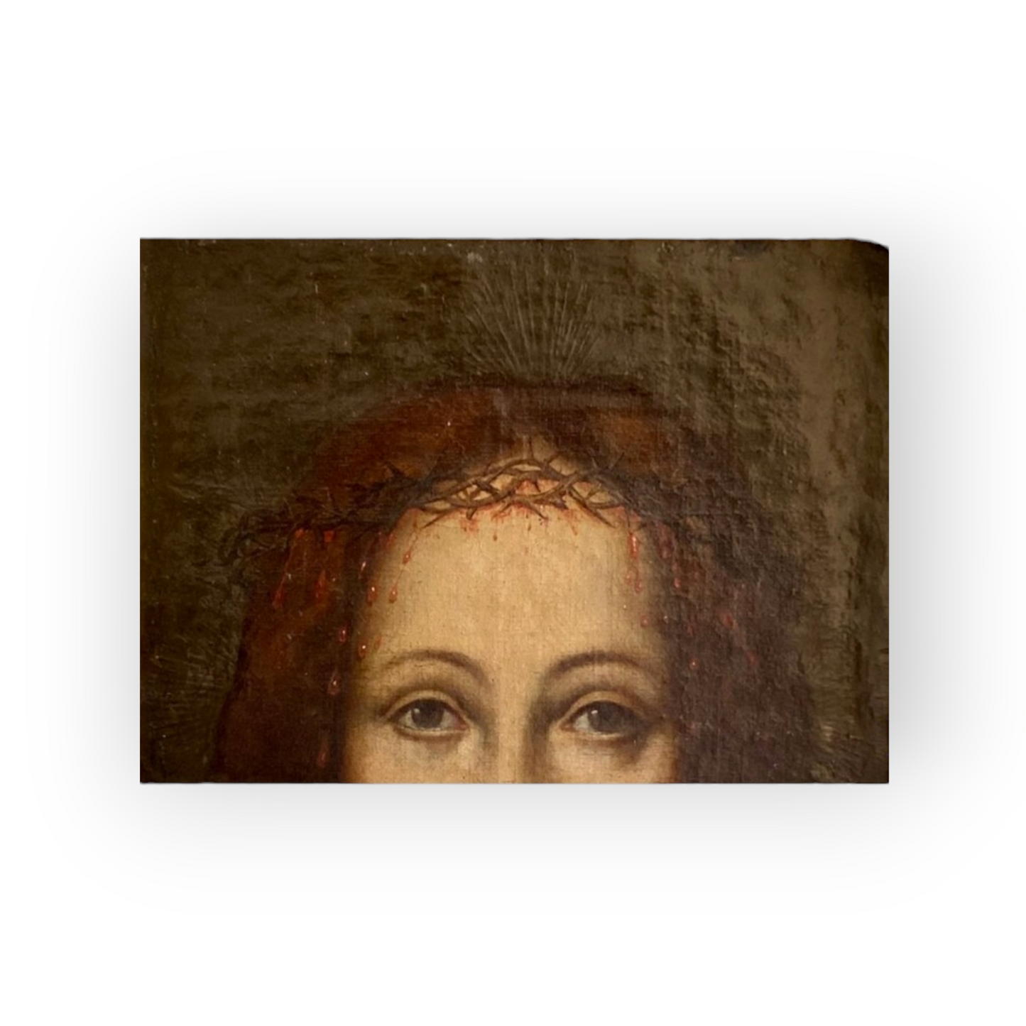 Ecce Homo (Head of Christ) - Follower of Jan van Eyck (1390 - 1441) - A 17th-Century Flemish School Antique Oil On Canvas Portrait