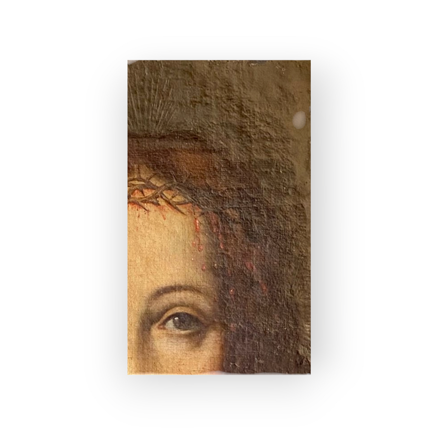 Ecce Homo (Head of Christ) - Follower of Jan van Eyck (1390 - 1441) - A 17th-Century Flemish School Antique Oil On Canvas Portrait