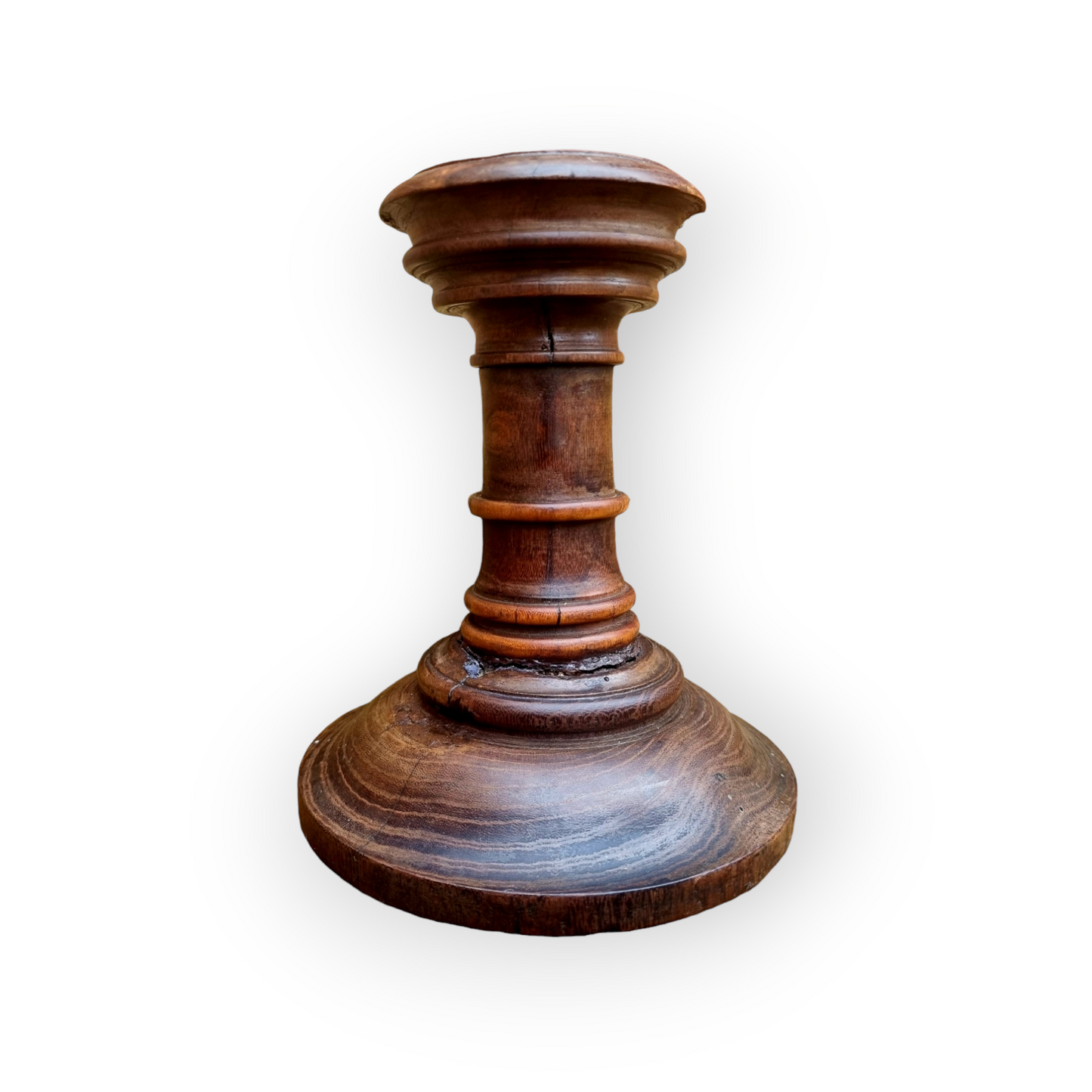 Single 18th-Century Antique Treen / Turned Wooden Candlestick